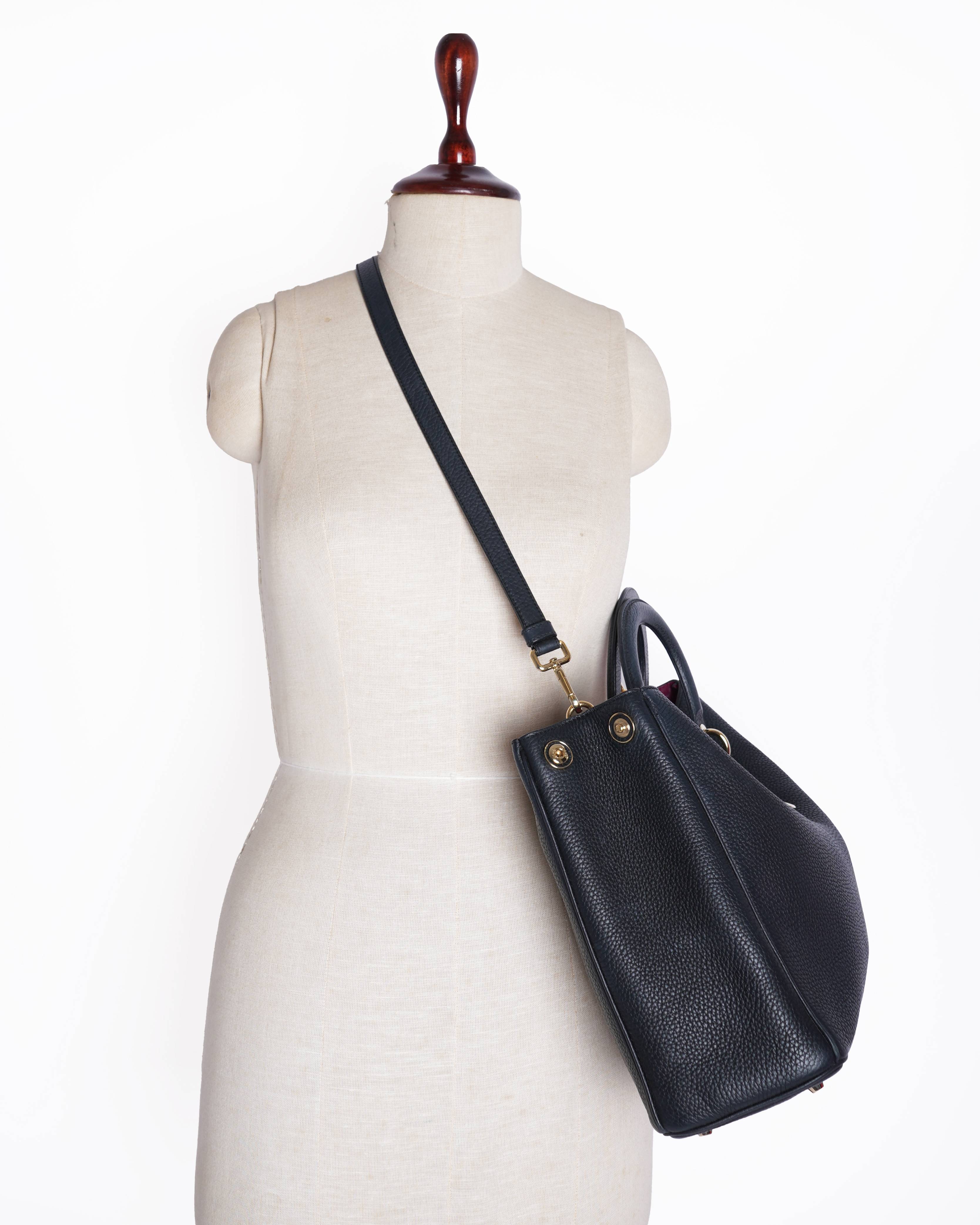 Christian Dior black leather medium diorissimo shopper tote bag