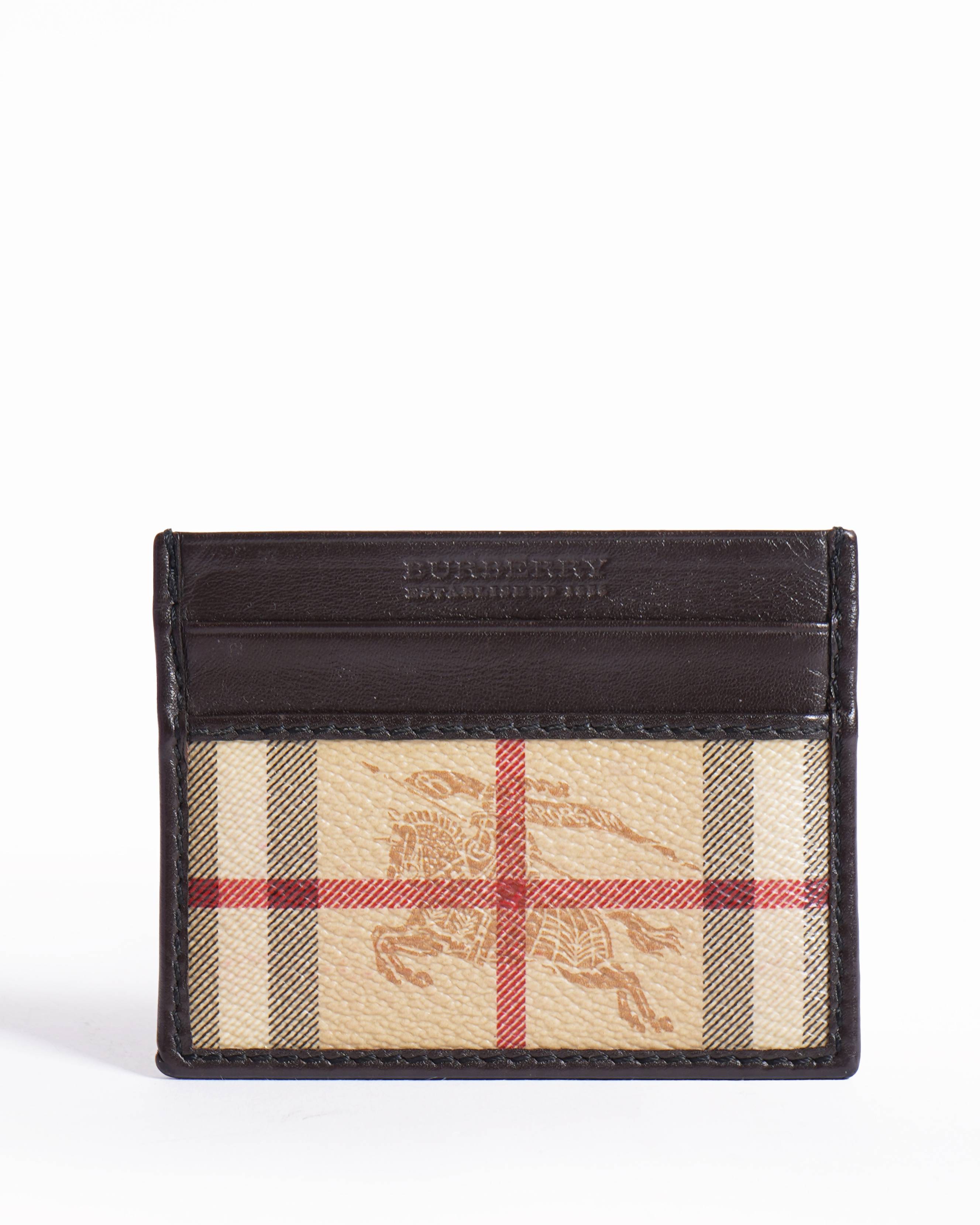 Burberry Black Haymarket check coated Canvas ID pass card case