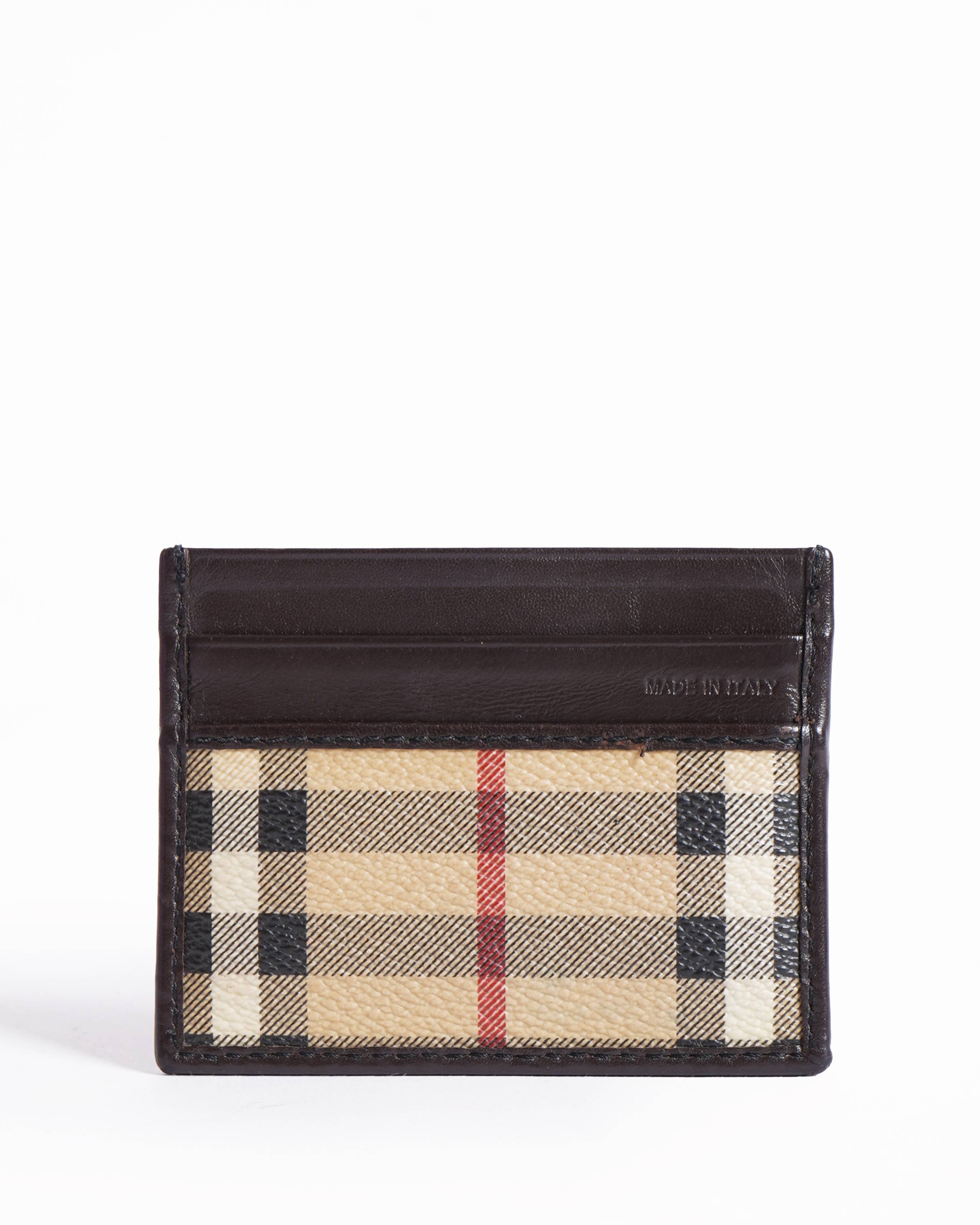 Burberry Black Haymarket check coated Canvas ID pass card case