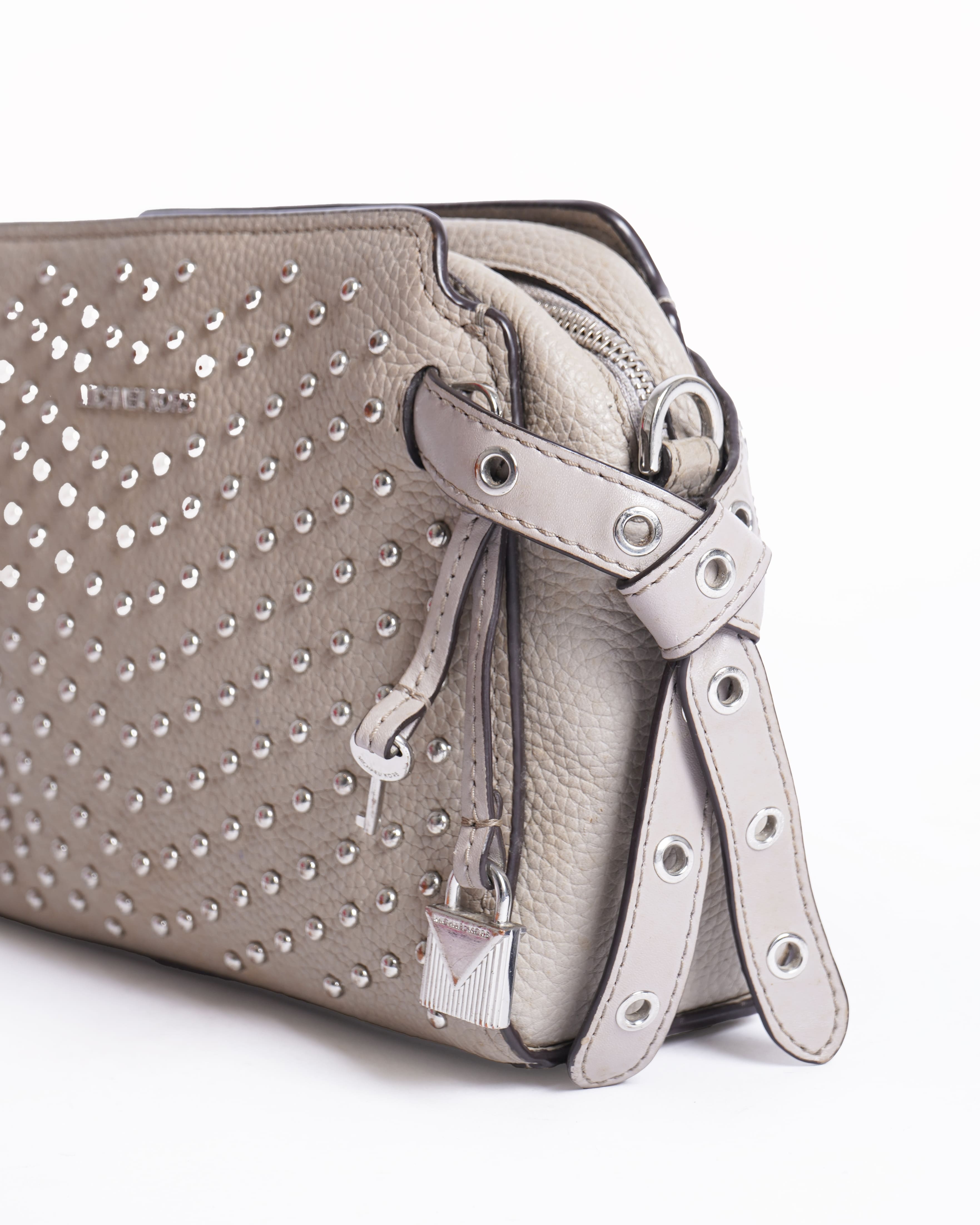 Michael Kors Crossbody In Grey With Stud Detailing