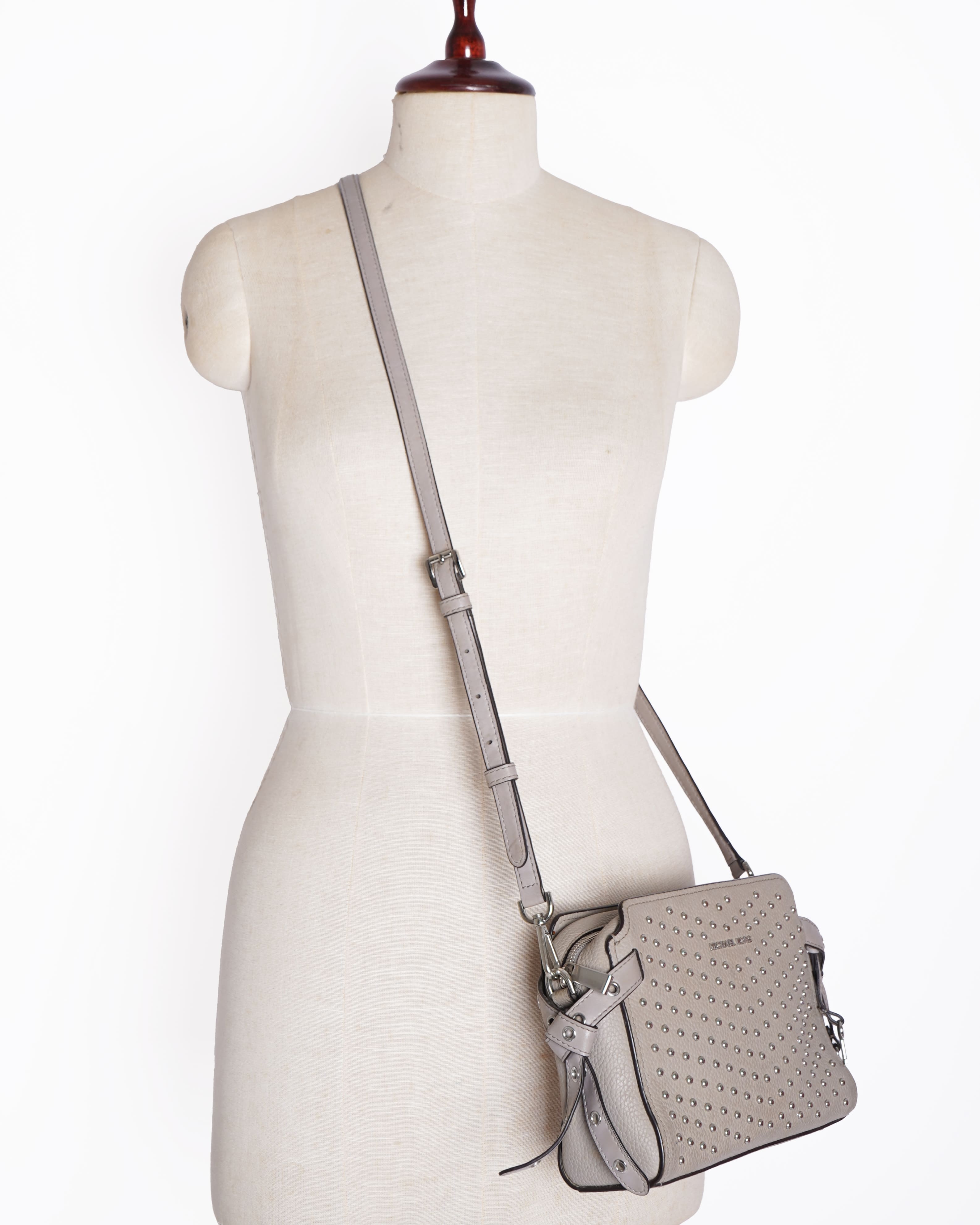 Michael Kors Crossbody In Grey With Stud Detailing