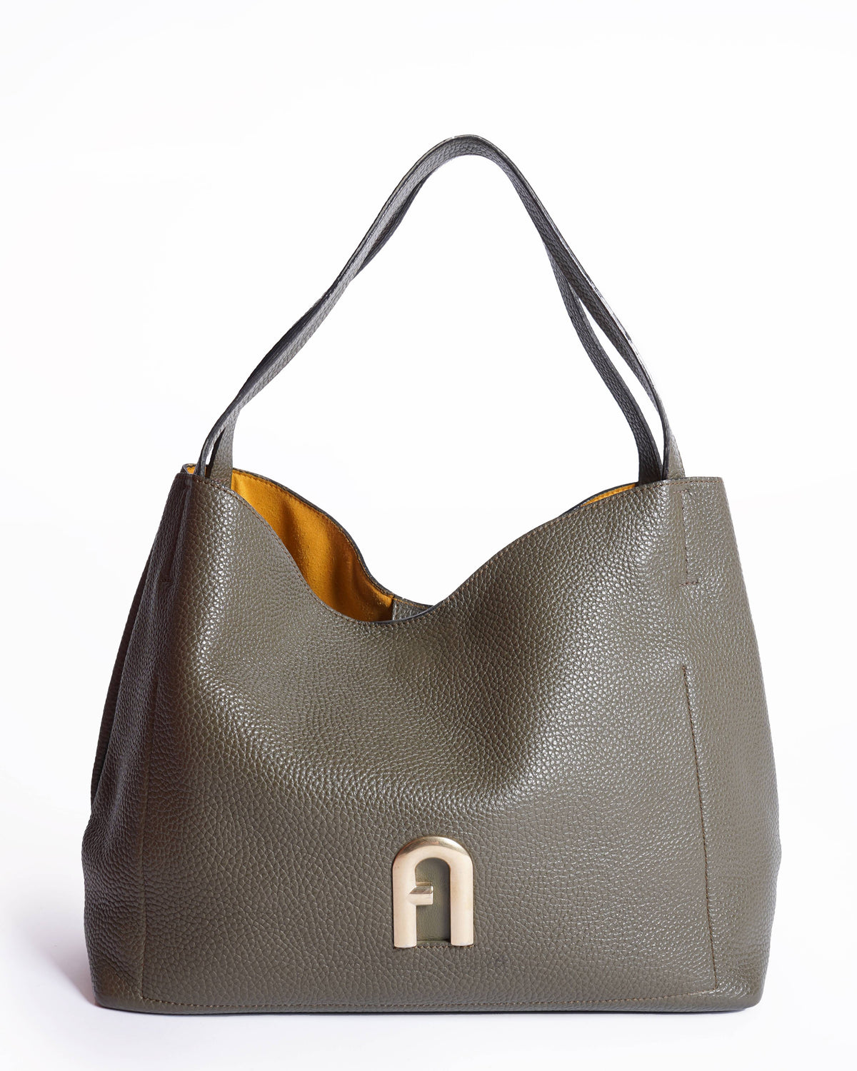Furla 
L Taupe Metal Hobo Bag