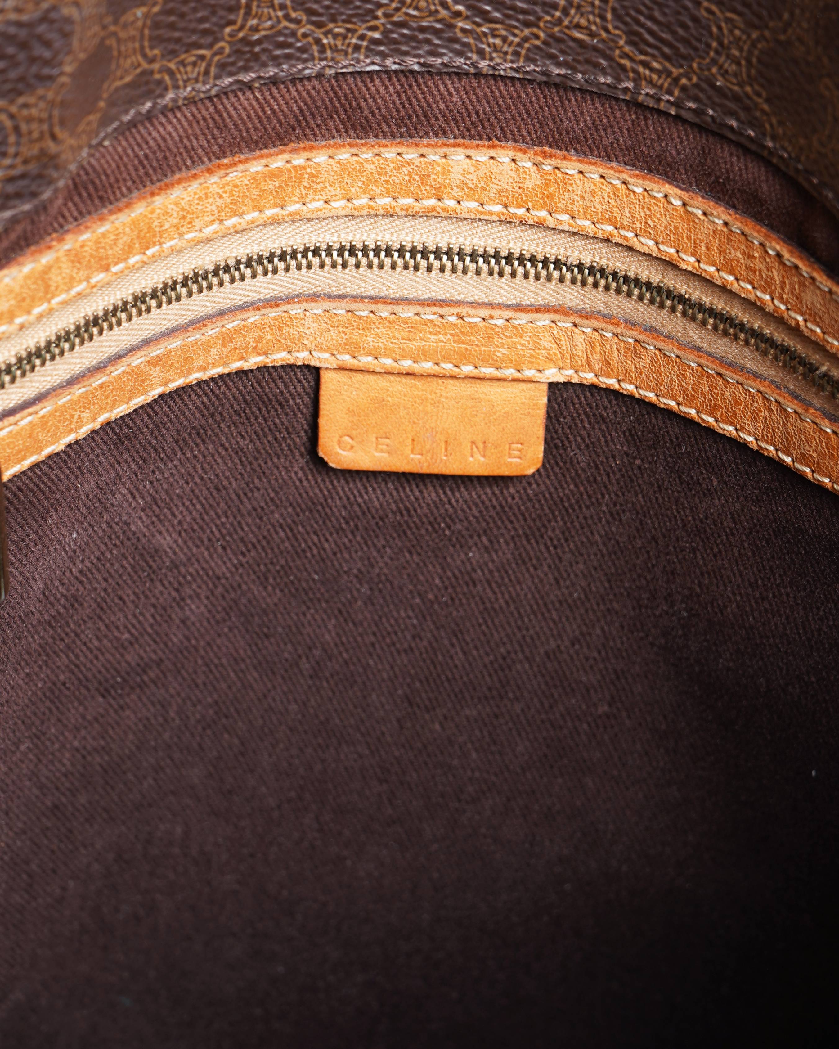 Celine Macadam Brazon pattern Leather Tote bag Brown
