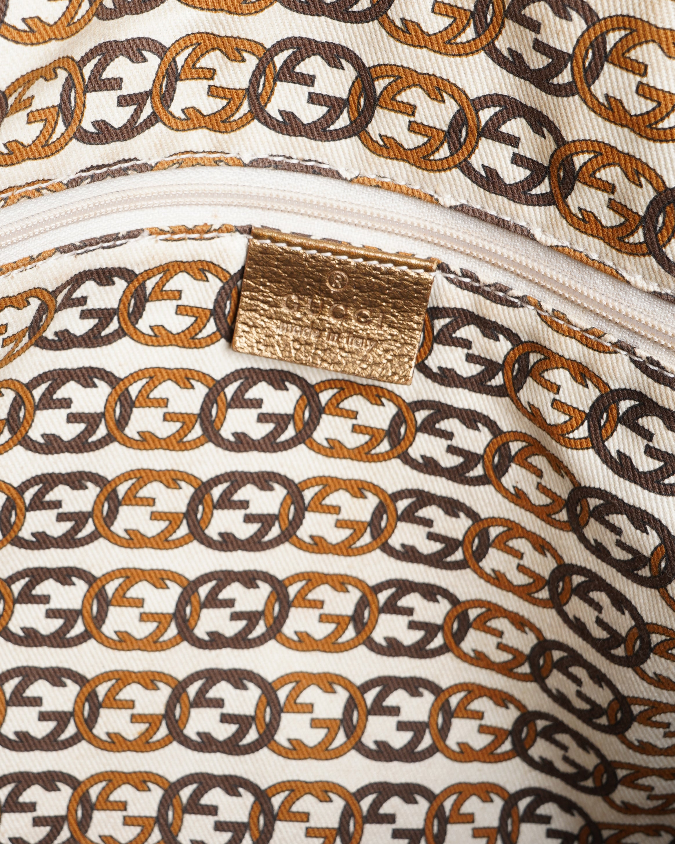 Gucci Beige/Gold GG Canvas And Leather Princy Tote