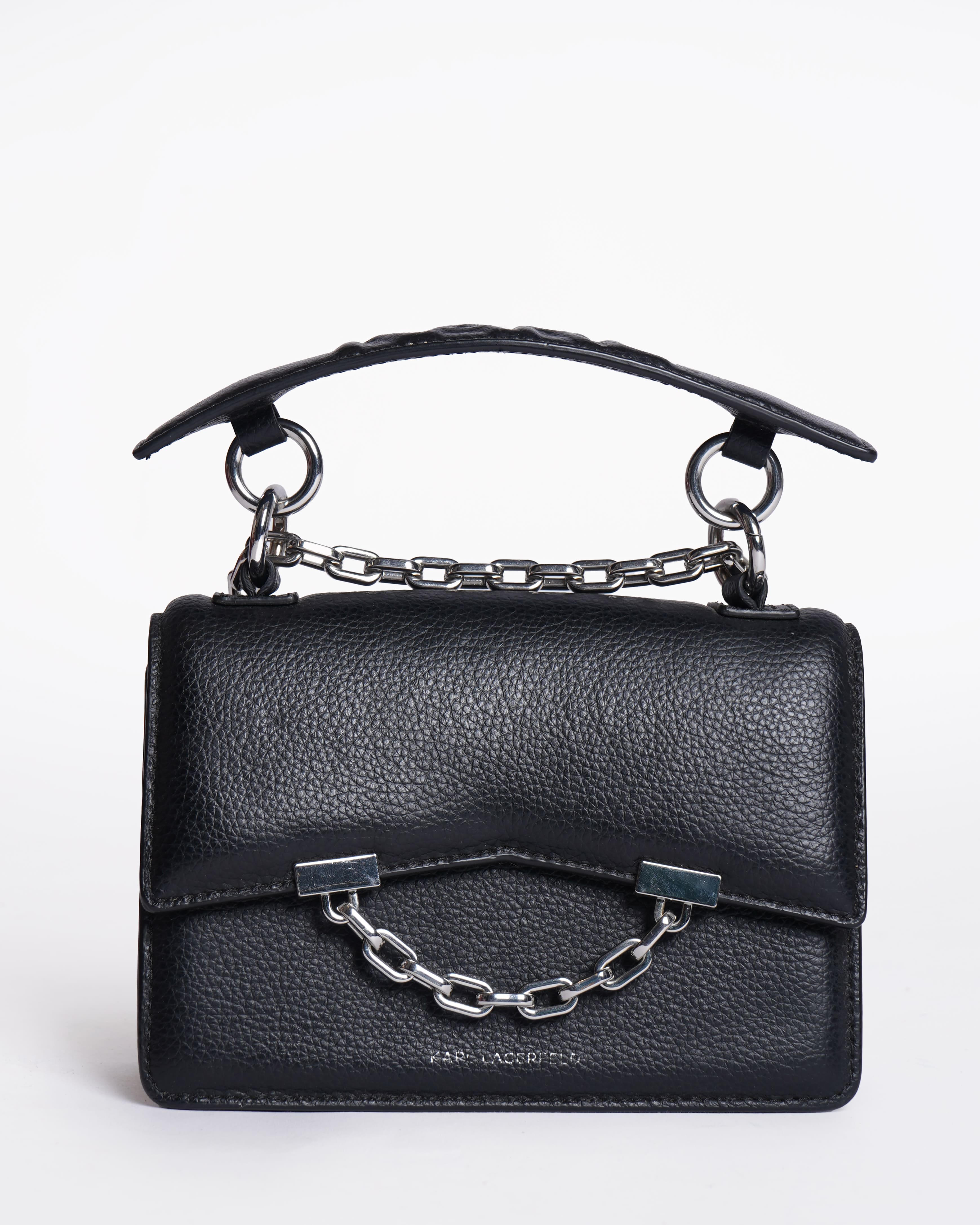 KARL LAGERFELD K/SEVEN GRAIN LEATHER SHOULDER BAG