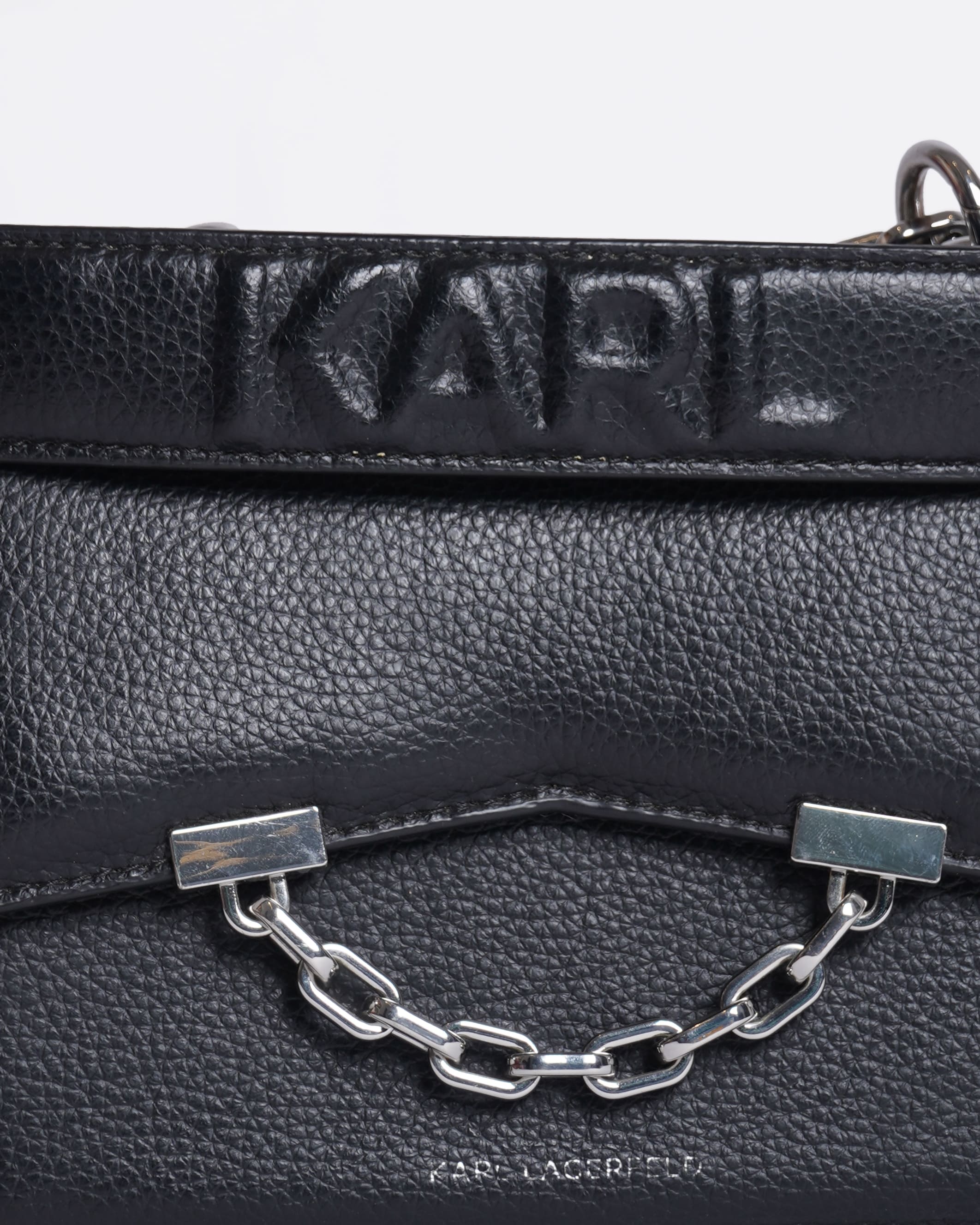 KARL LAGERFELD K/SEVEN GRAIN LEATHER SHOULDER BAG