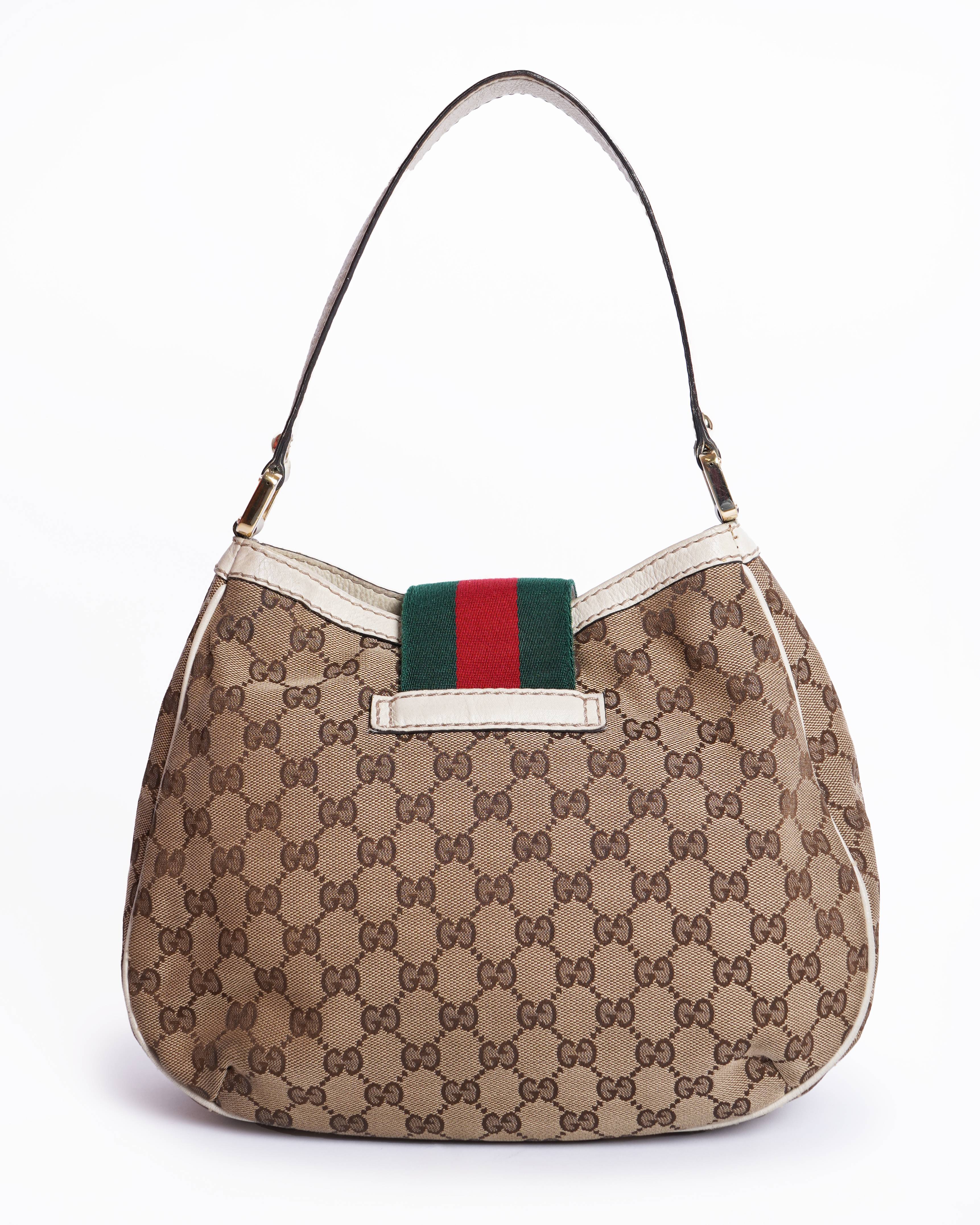 Gucci Beige/Brown GG Canvas And Leather
Medium New Ladies Web Hobo