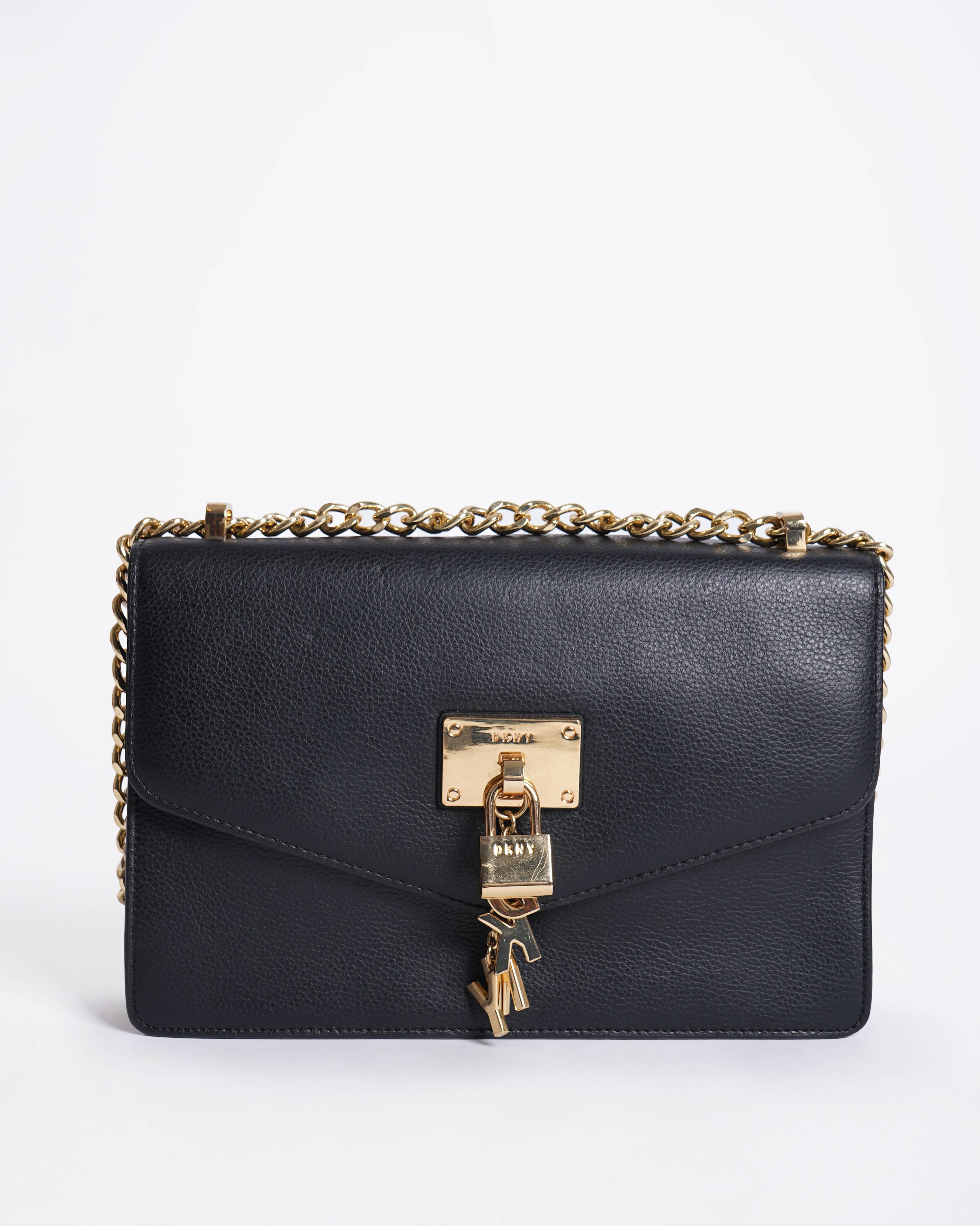 DKNY black structured crossbody bag