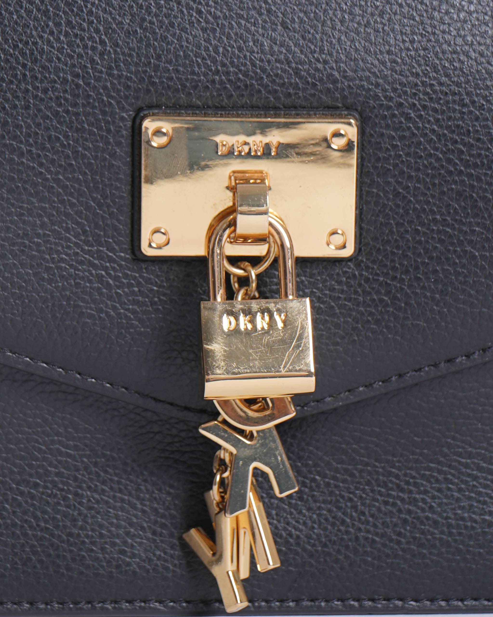 DKNY black structured crossbody bag