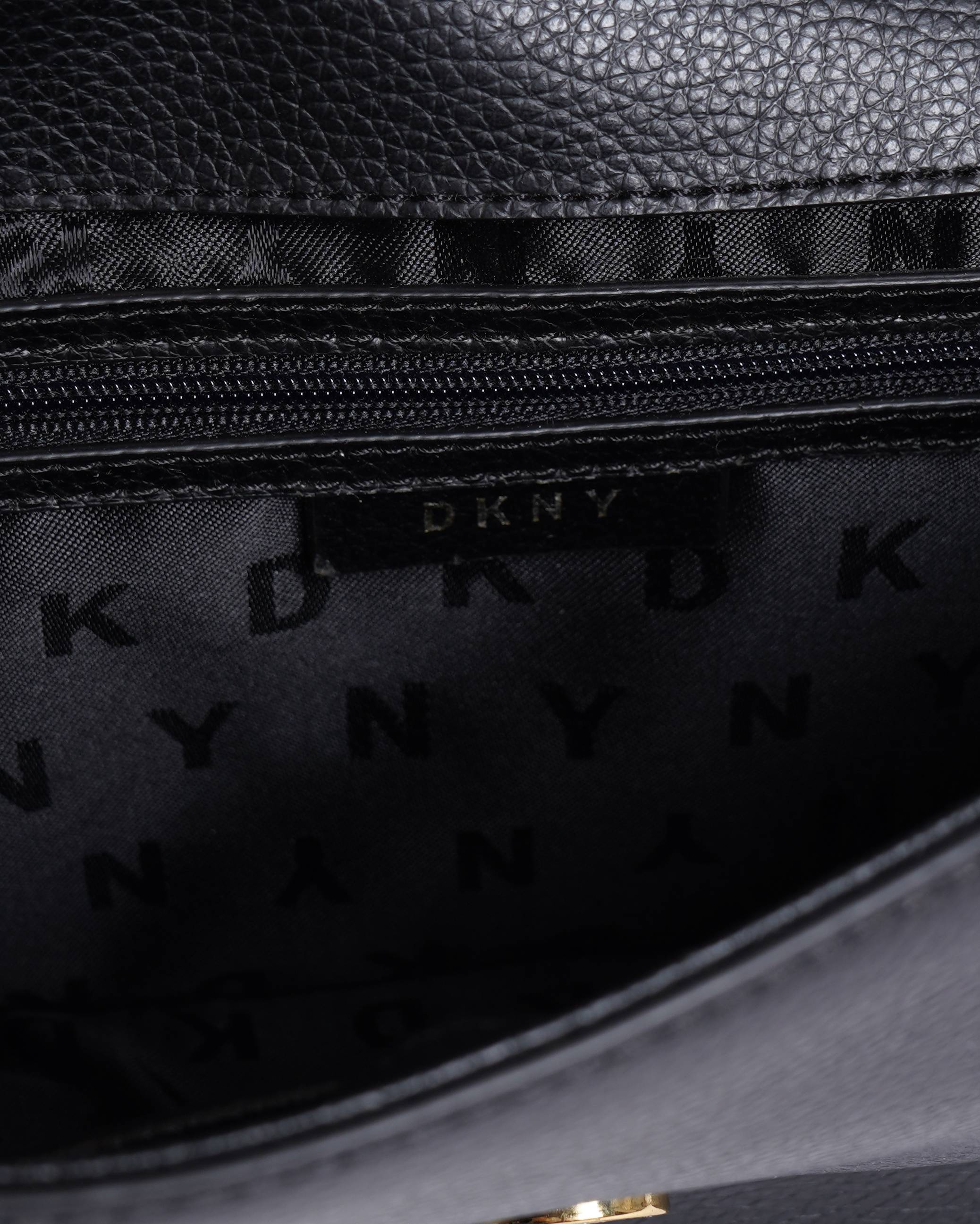 DKNY black structured crossbody bag