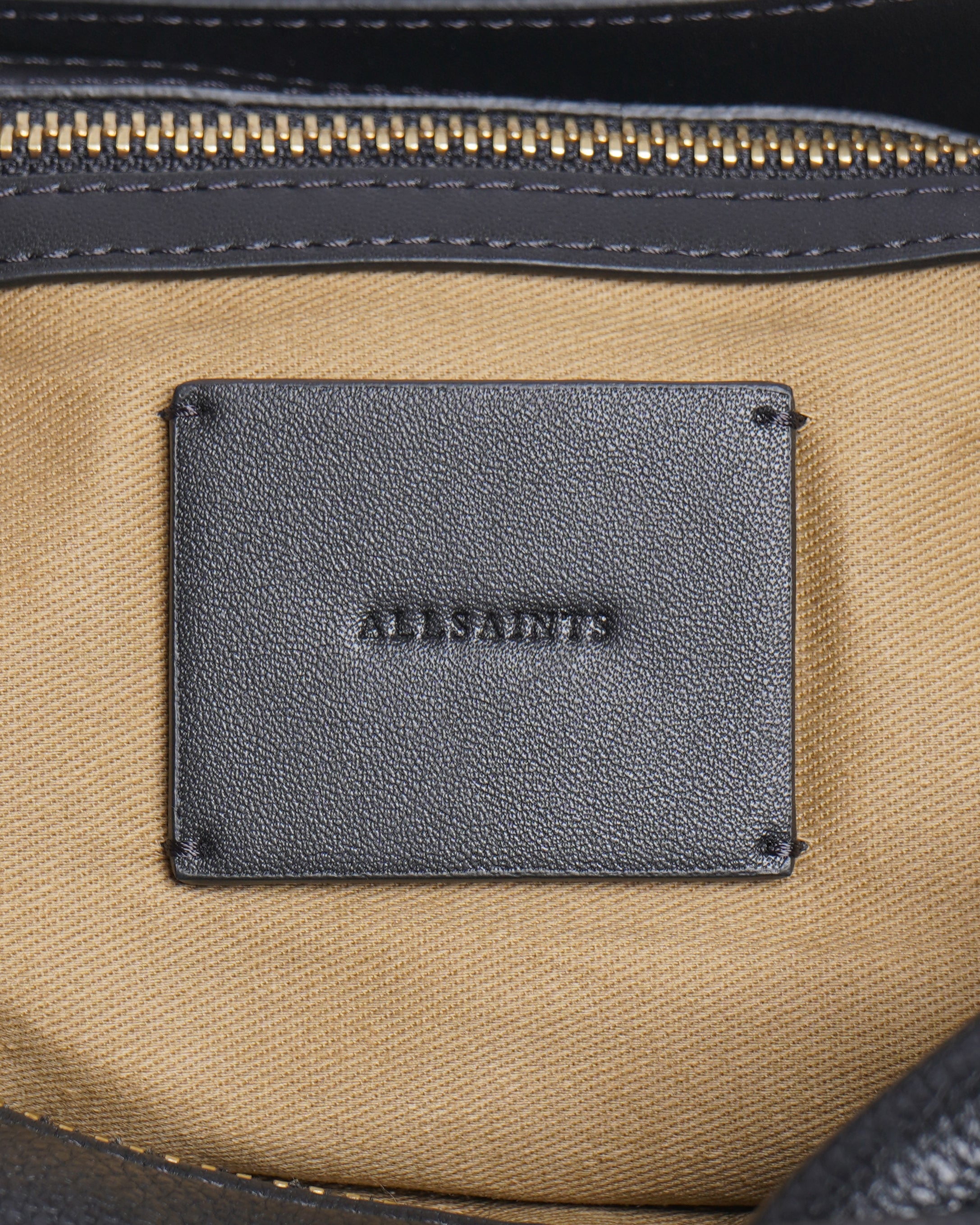 AllSaints black leather shoulder fringe bag