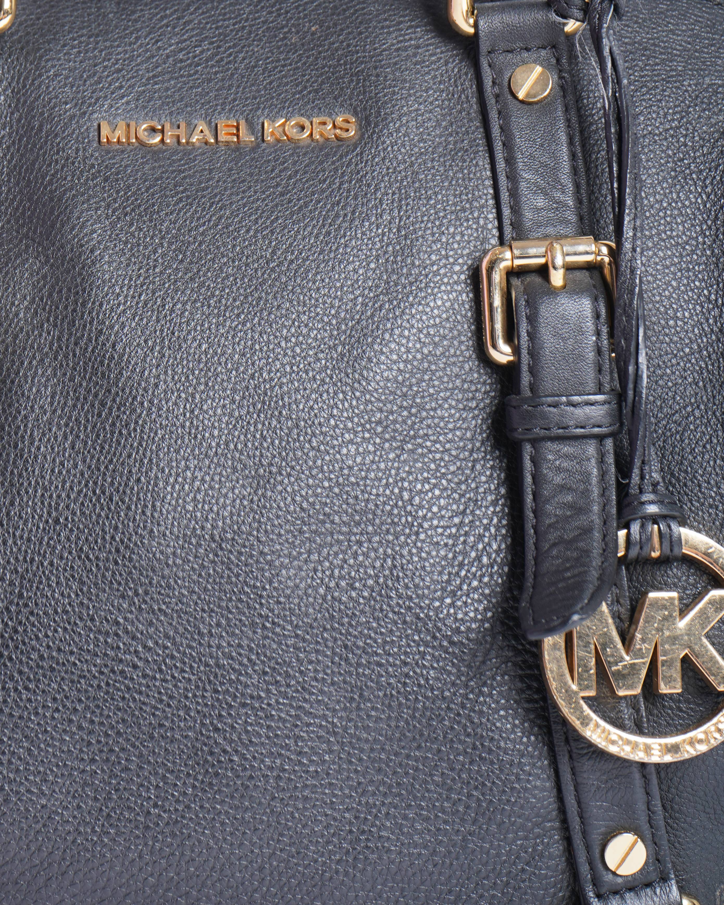 Michael Kors Black Grained Leather Bedford Legacy Satchel
