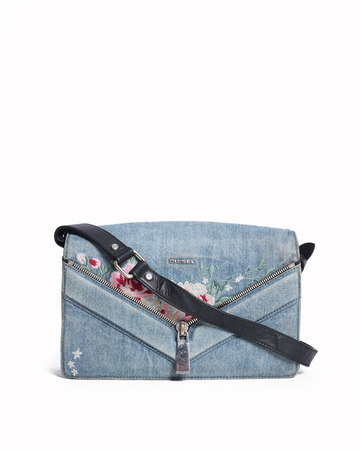 Diesel Denim floral embraided shoulder bag