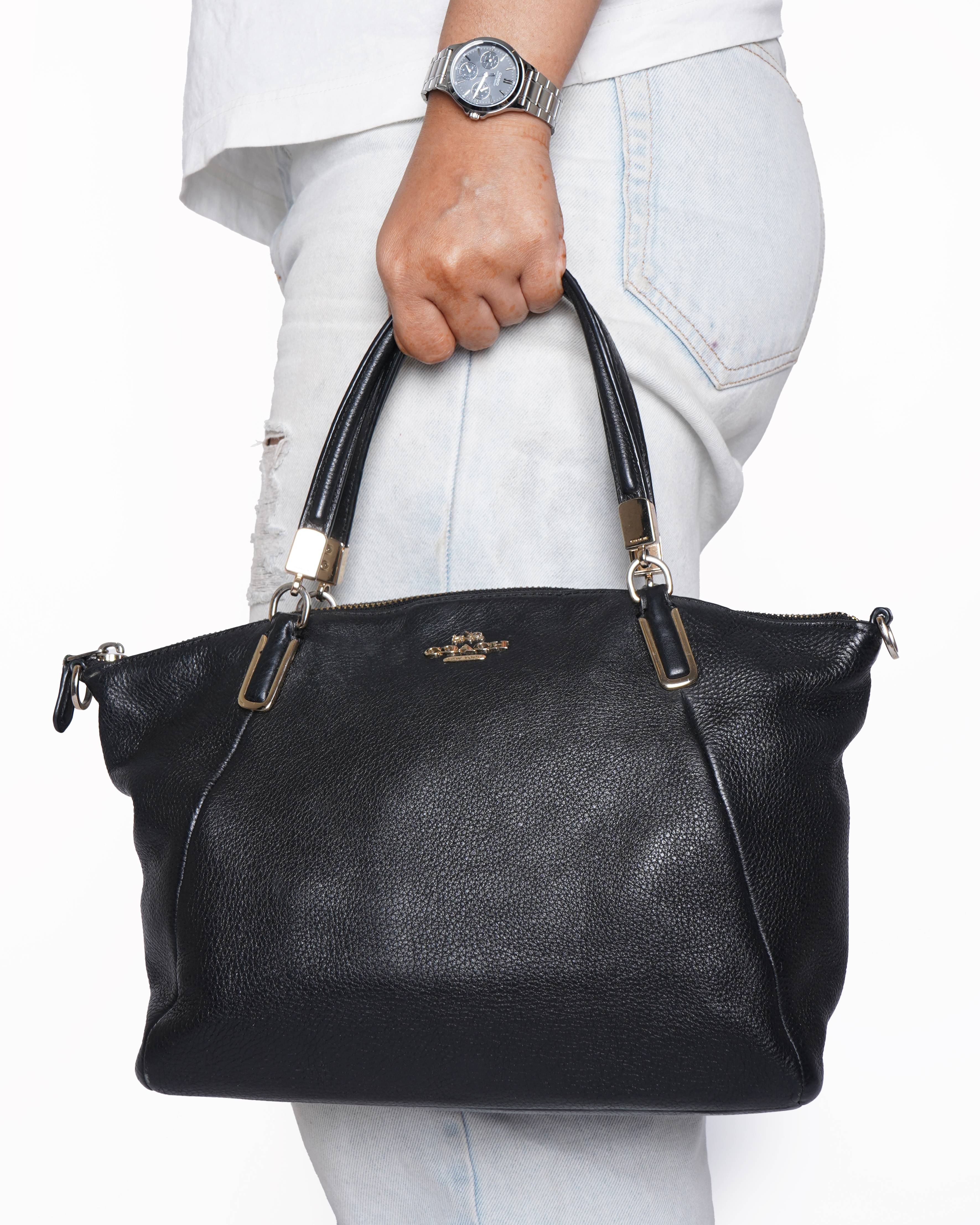 Coach Pebbled Leather Shoulder Bag In Black