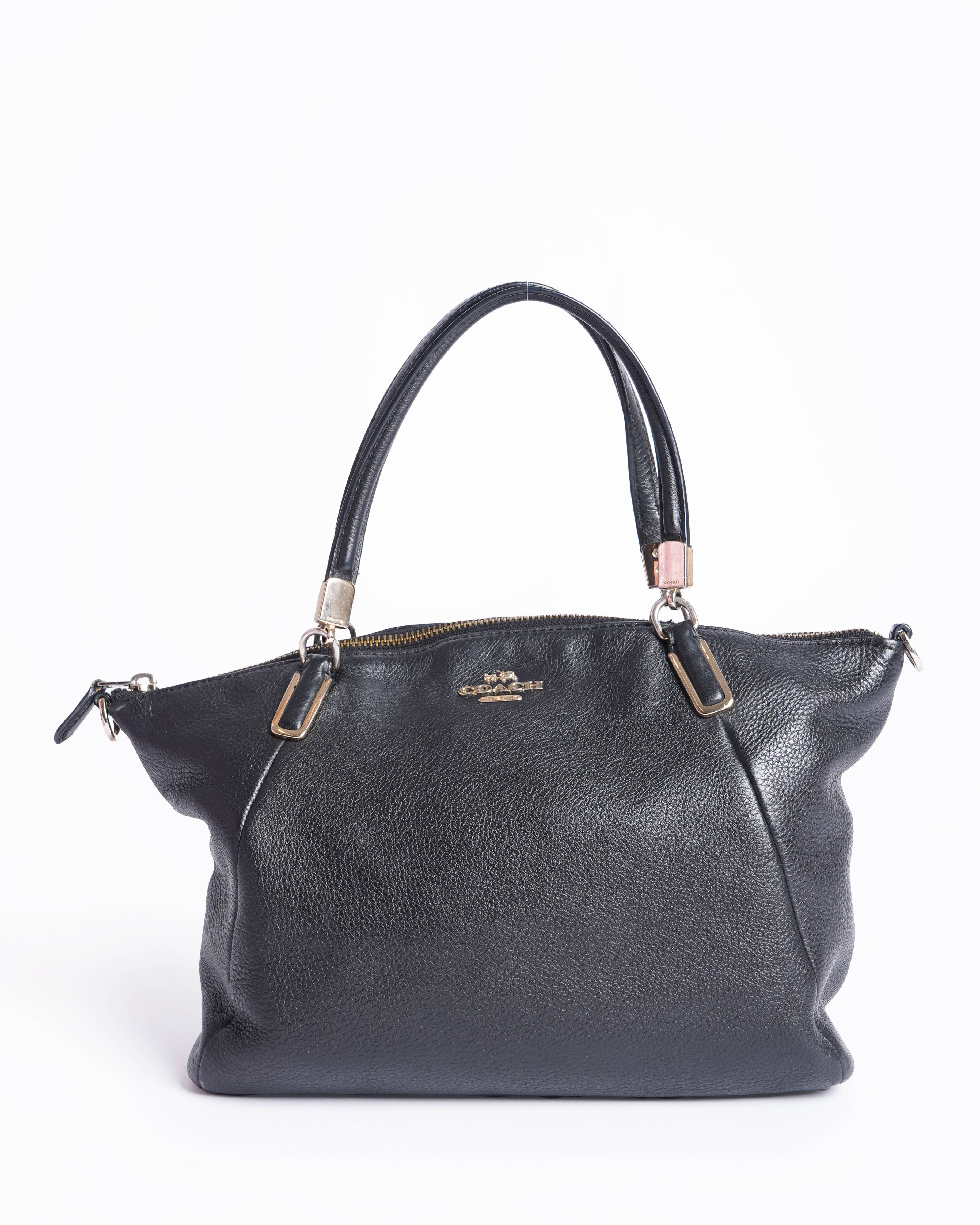 Coach Pebbled Leather Shoulder Bag In Black