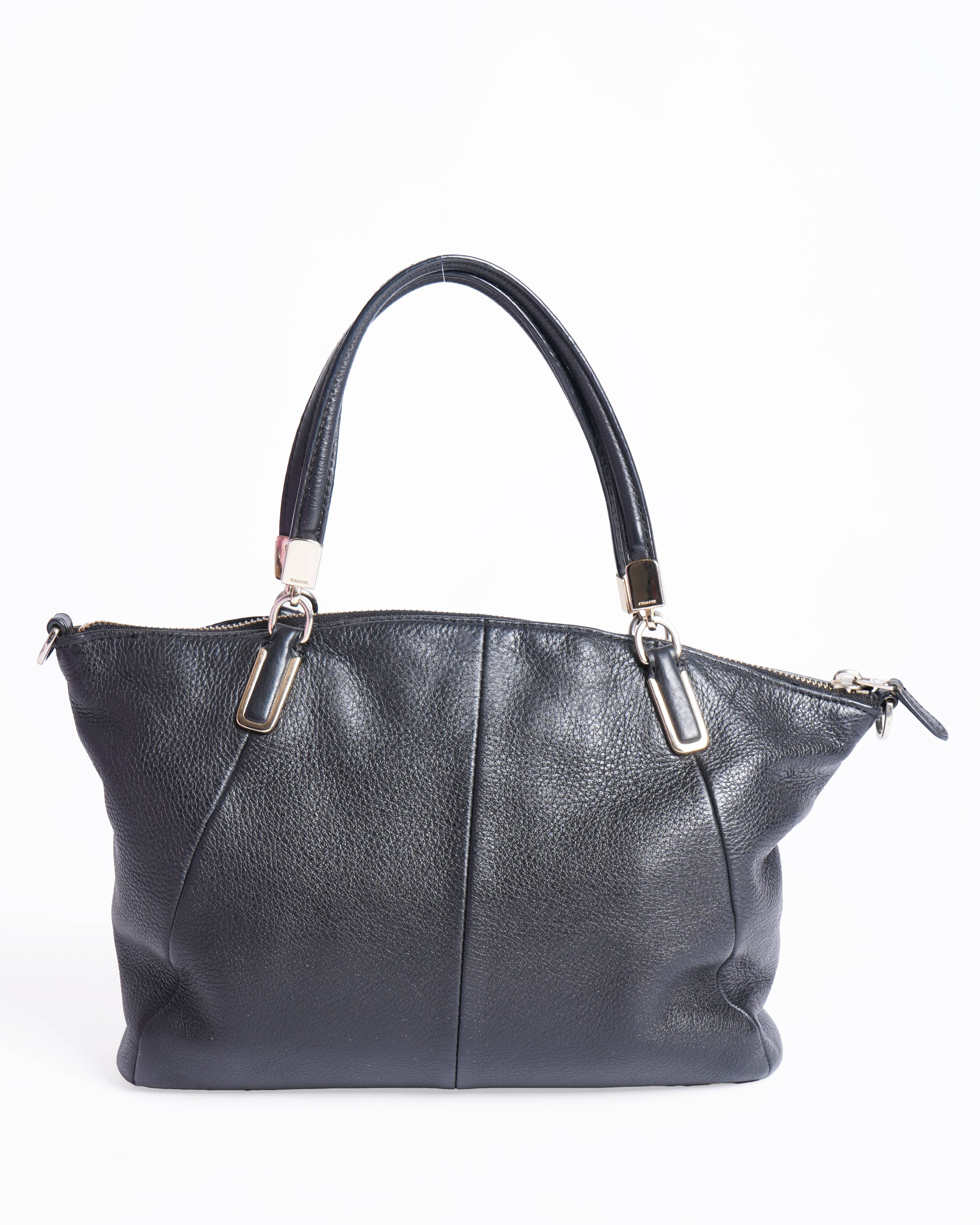 Coach Pebbled Leather Shoulder Bag In Black