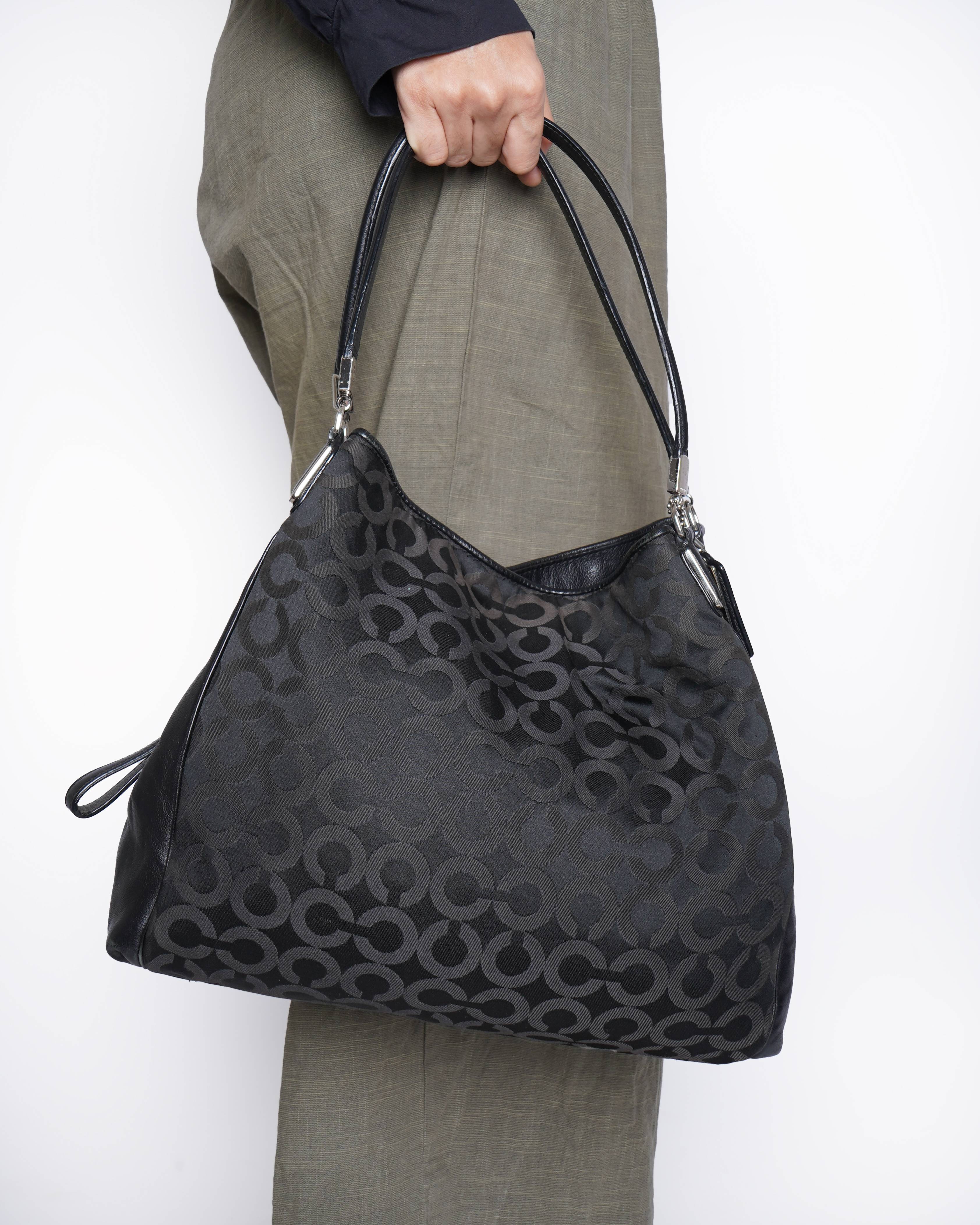 Coach signature canvas and leather hobo bag