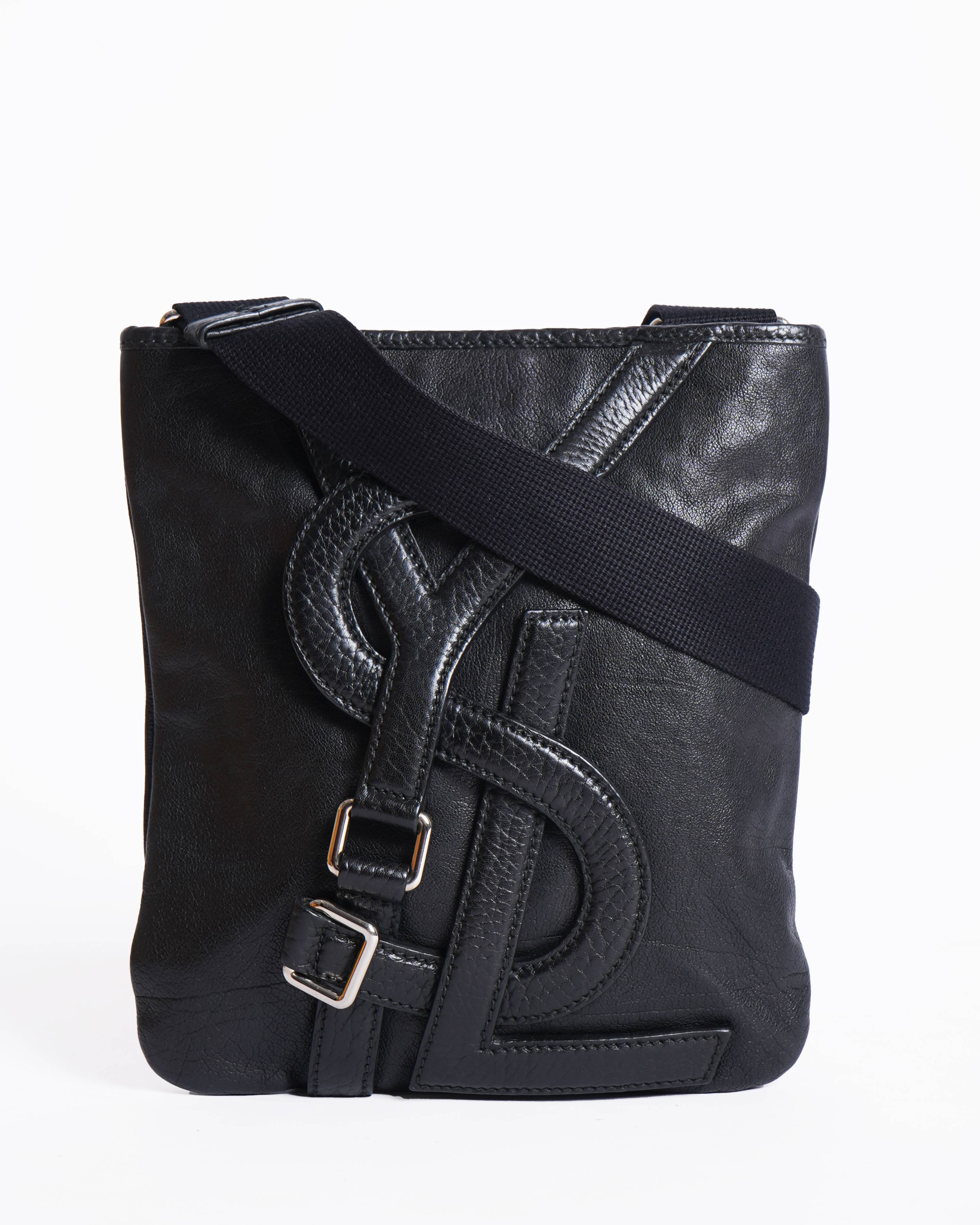 YVES SAINT LAURENT Limited rive gauch Vavin Messenger Bag Leather Black