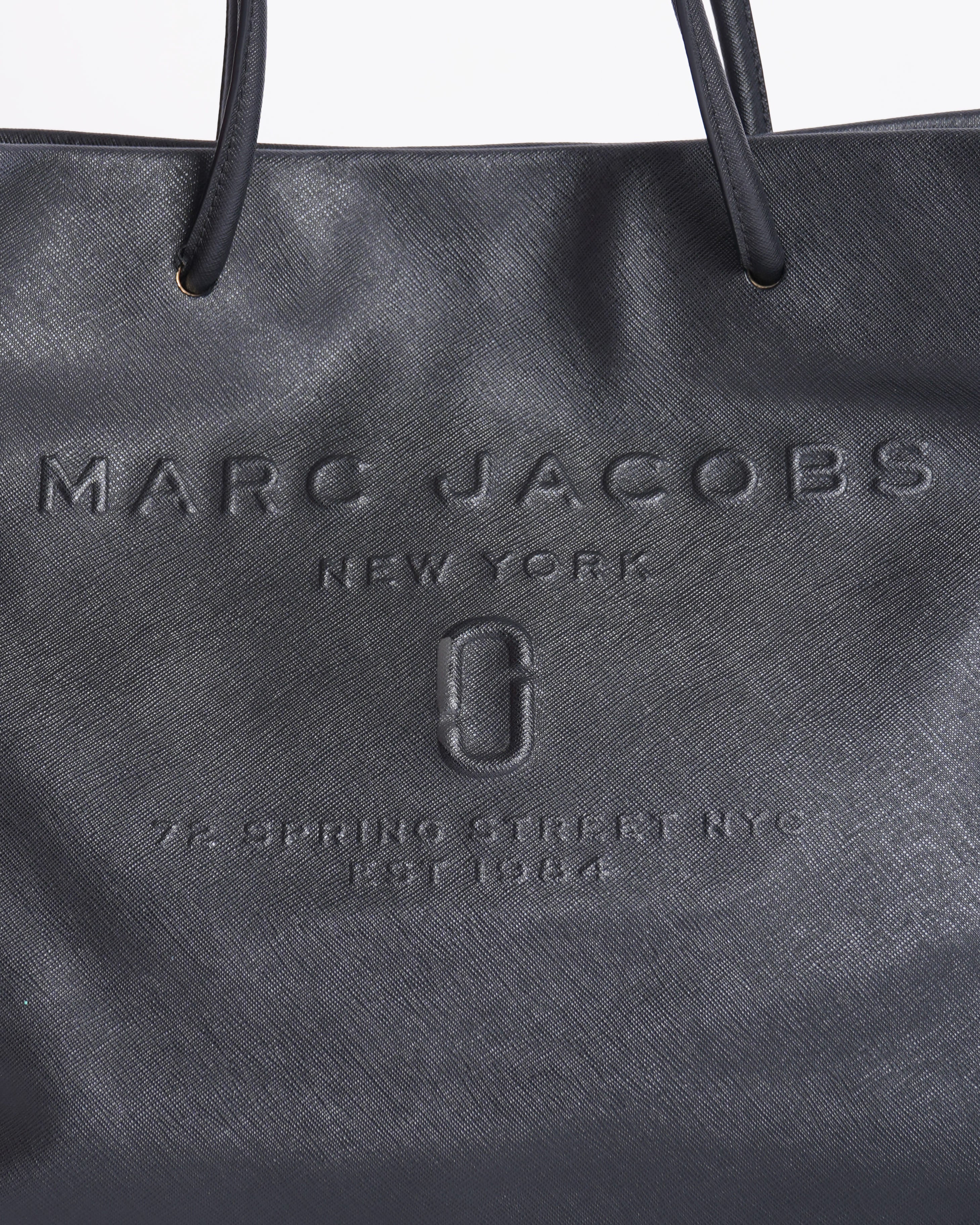 Marc Jacob Logo Shopper East West Black Saffiano Leather Bag