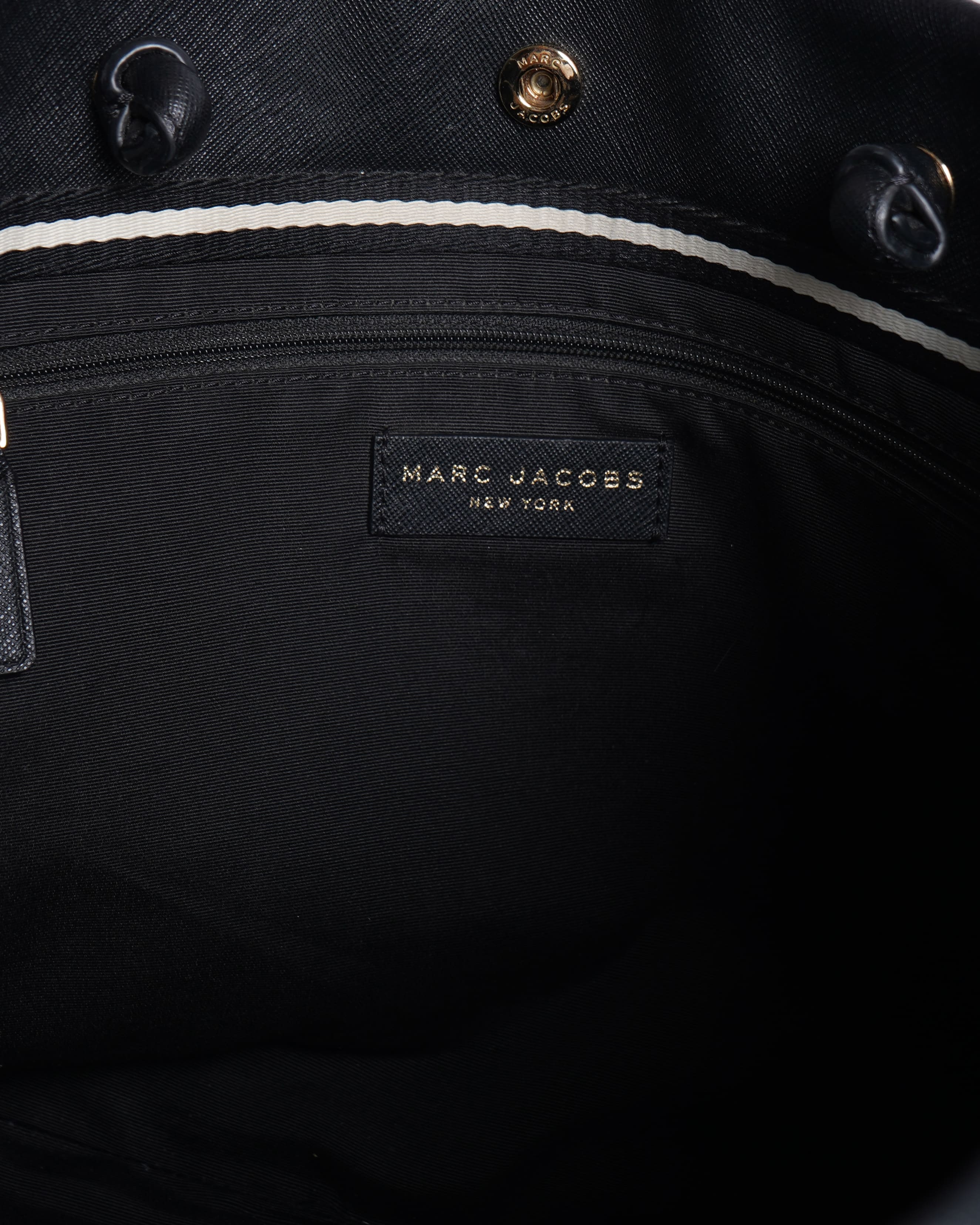 Marc Jacob Logo Shopper East West Black Saffiano Leather Bag
