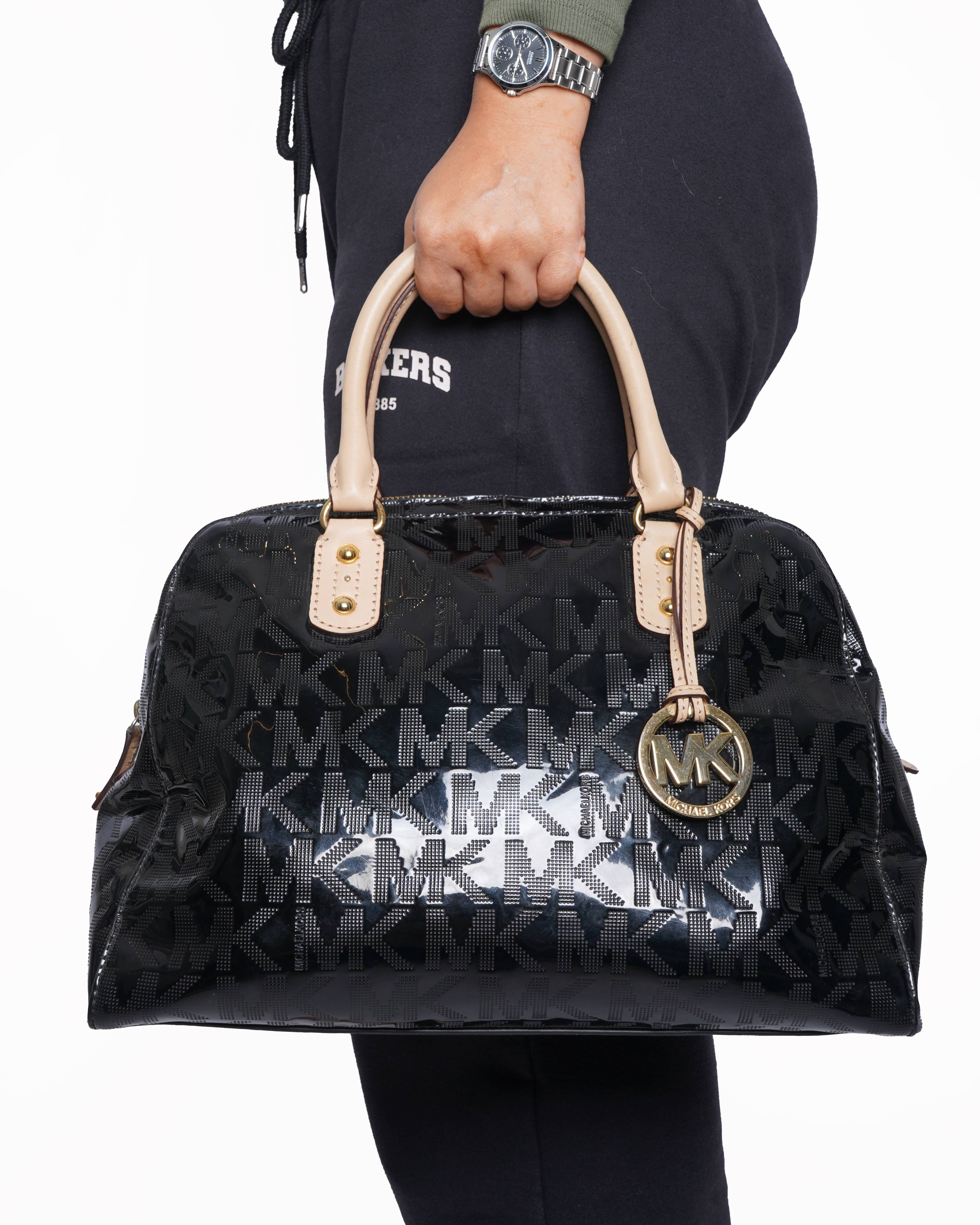 Michael Kors Black signature patent leather HandBag