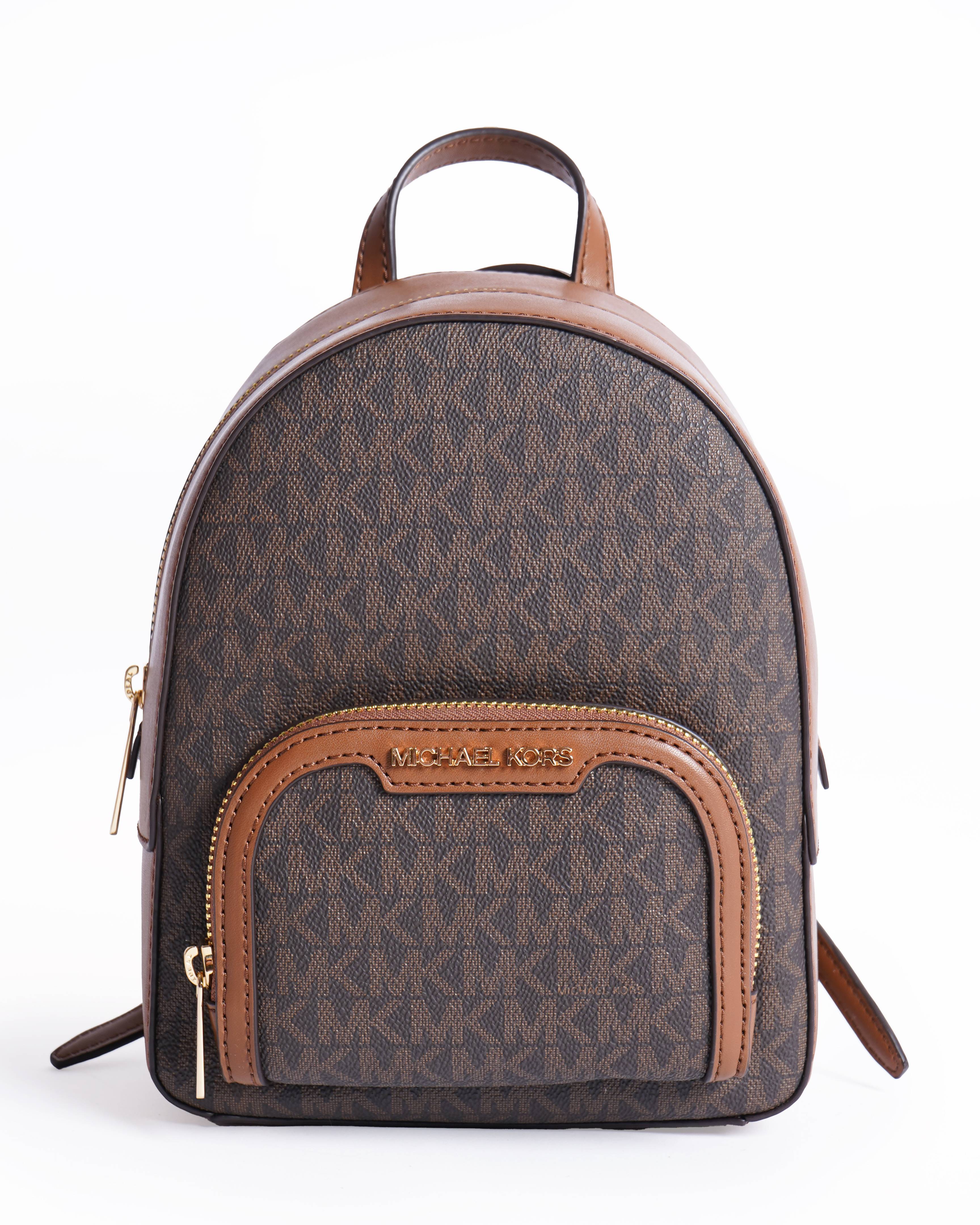 New Michael Kors 
Jaycee Medium MK Signature Logo Backpack Luggage Brown