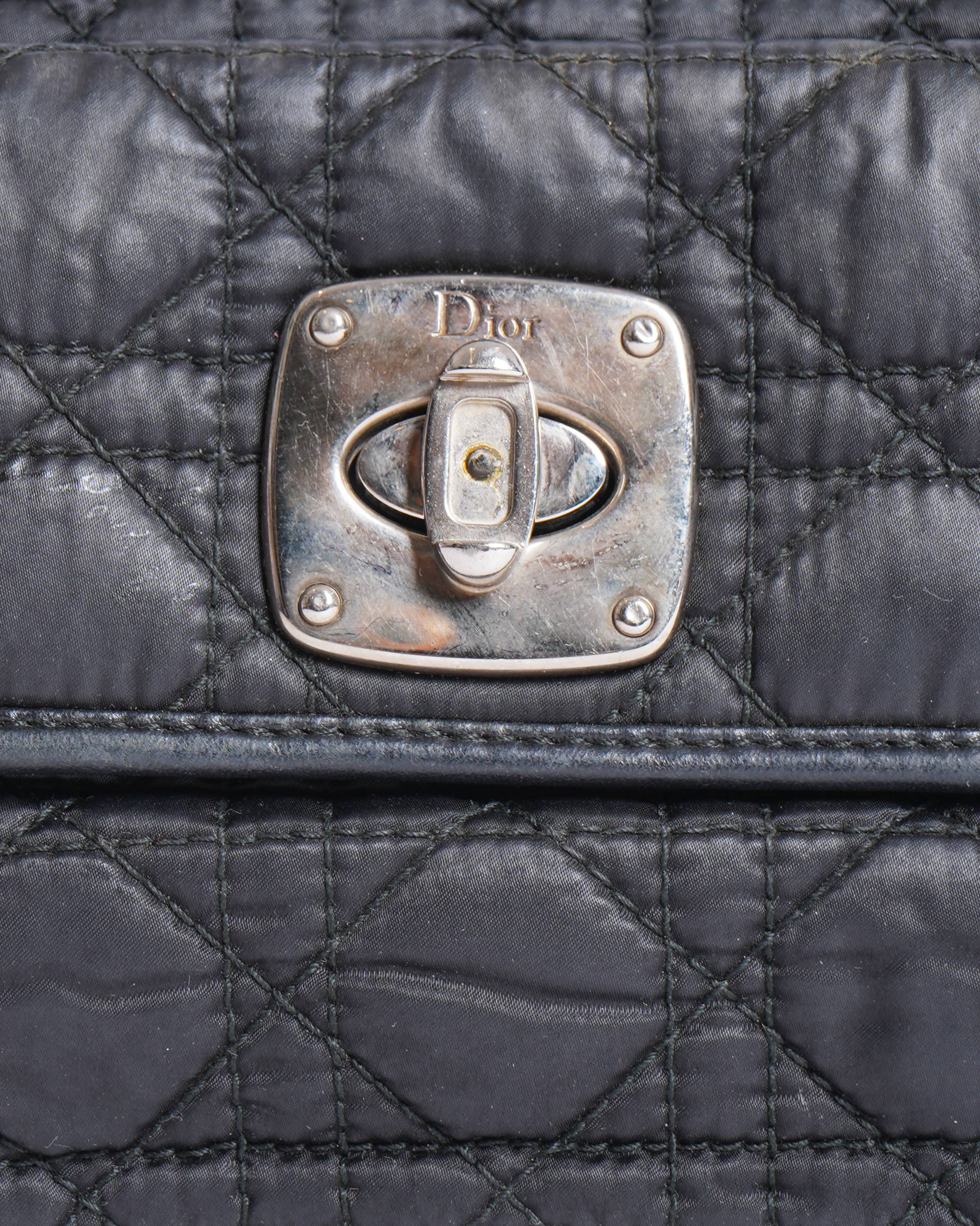 Vintage Christian Dior cannage chaining nylon shoulder bag
