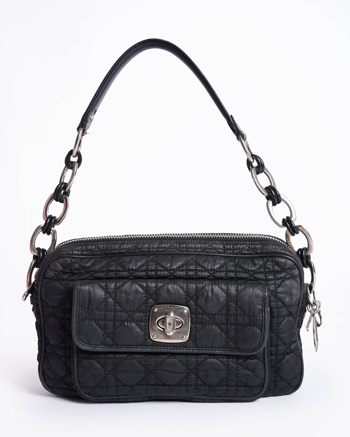 Vintage Christian Dior cannage chaining nylon shoulder bag