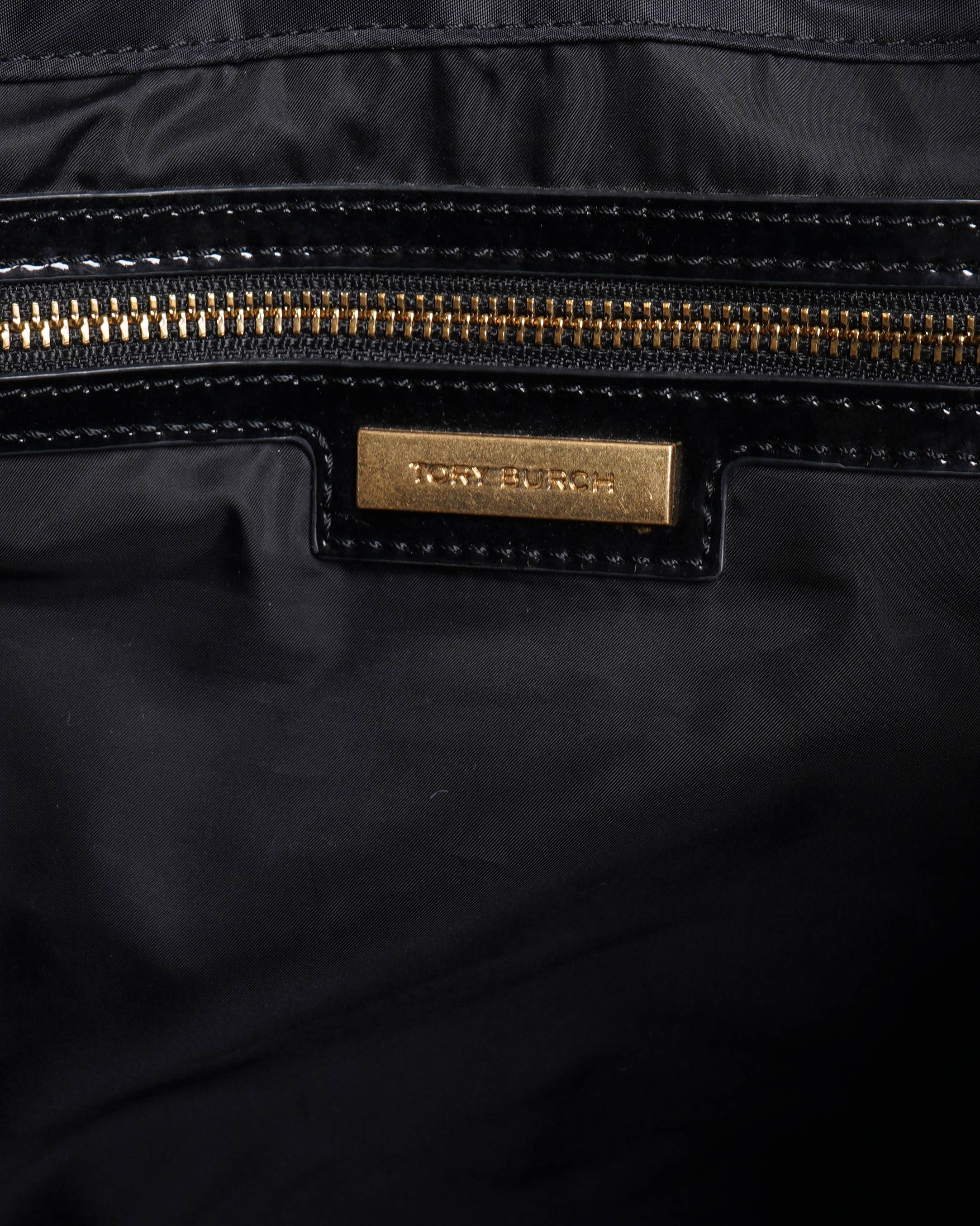 Tory Burch 
Black Nylon and Patent Leather Medium Ella Tote