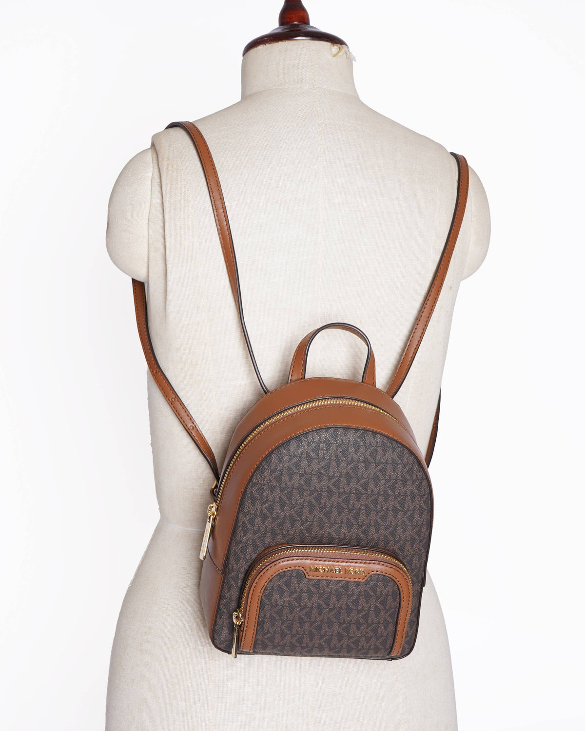 New Michael Kors Jaycee Medium MK Signature Logo Backpacks Luggage Brown