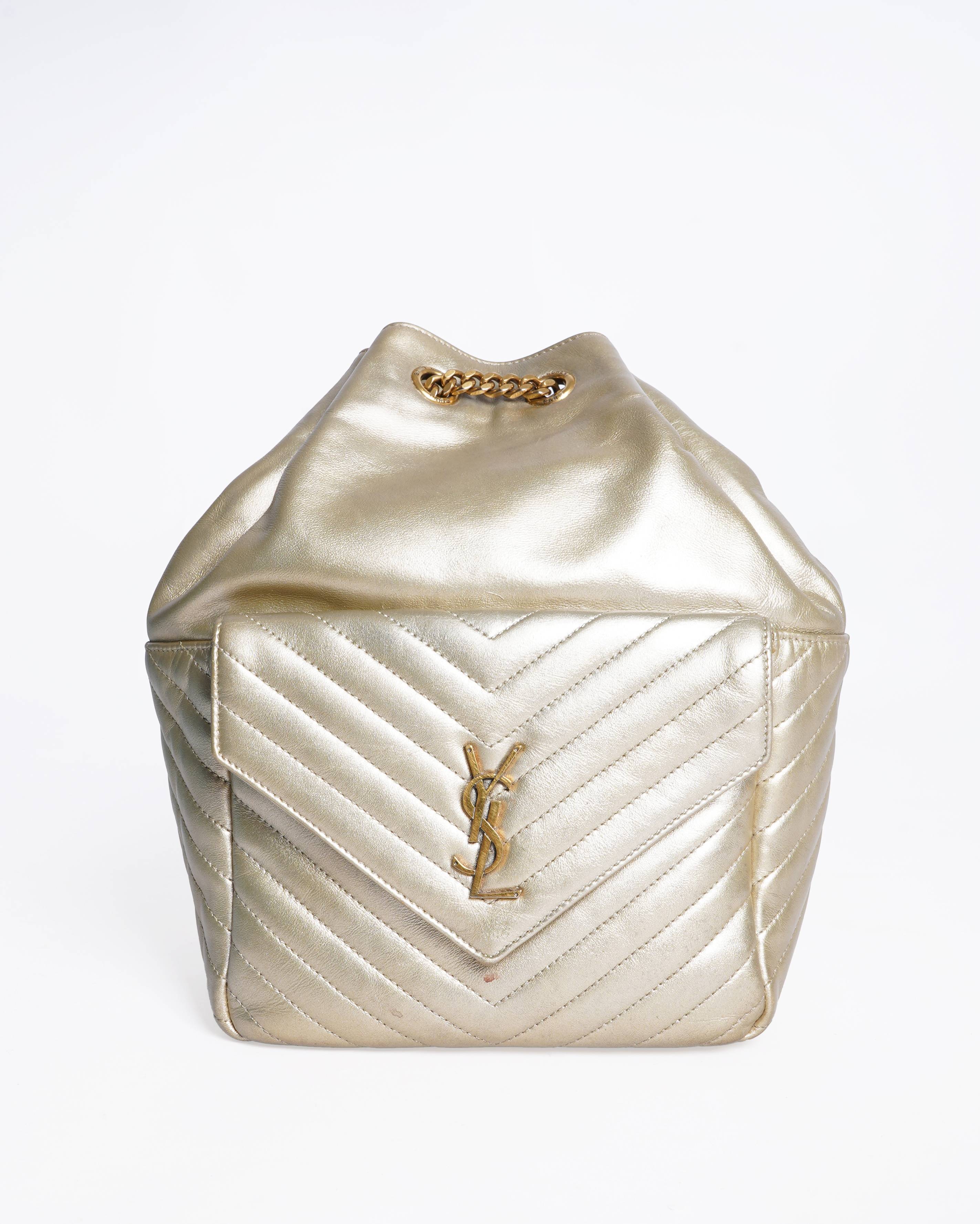 Saint Laurent joe backpack in metallic lambskin leather