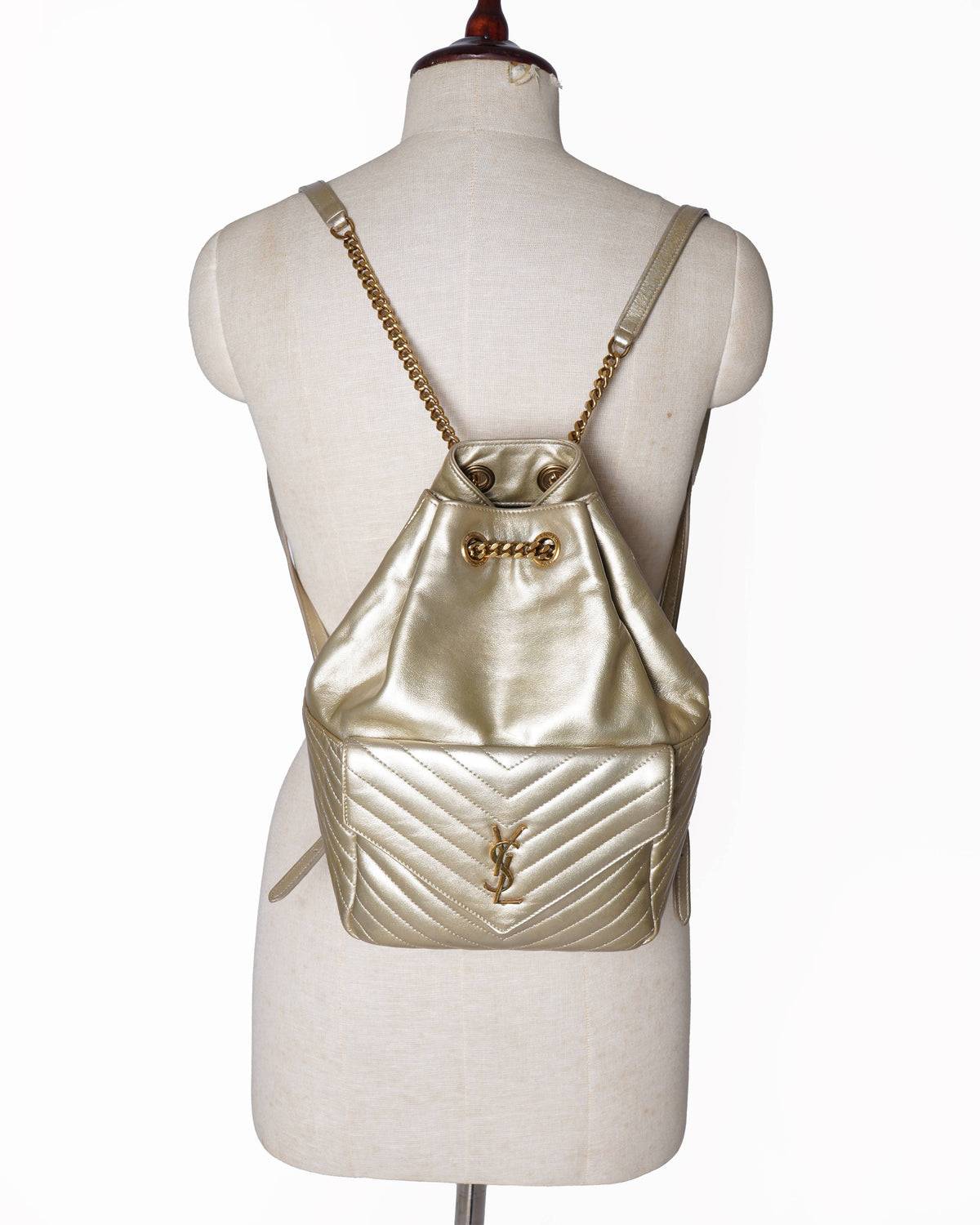 Saint Laurent joe backpack in metallic lambskin leather