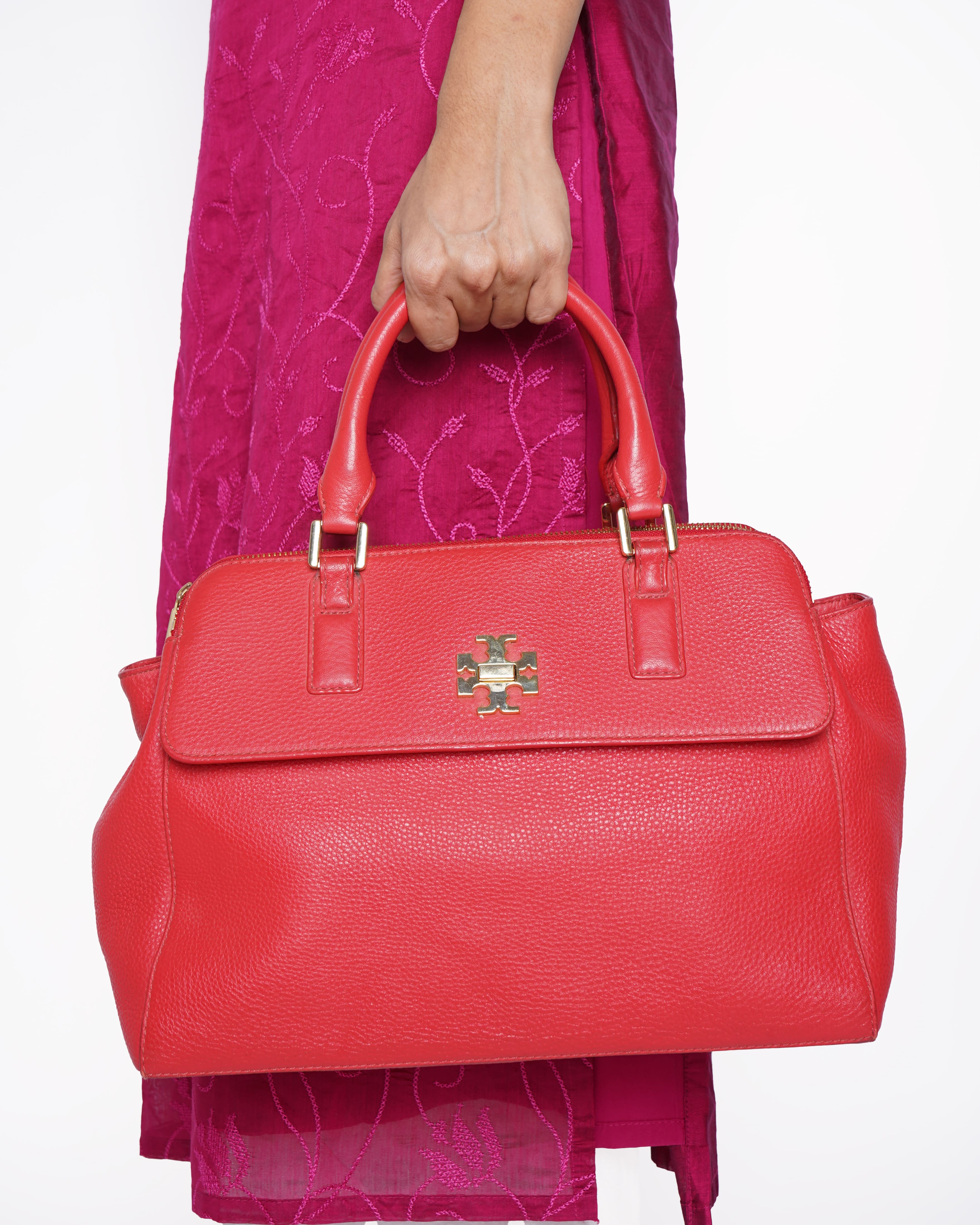 Tory Burch Mercer Satchel in red