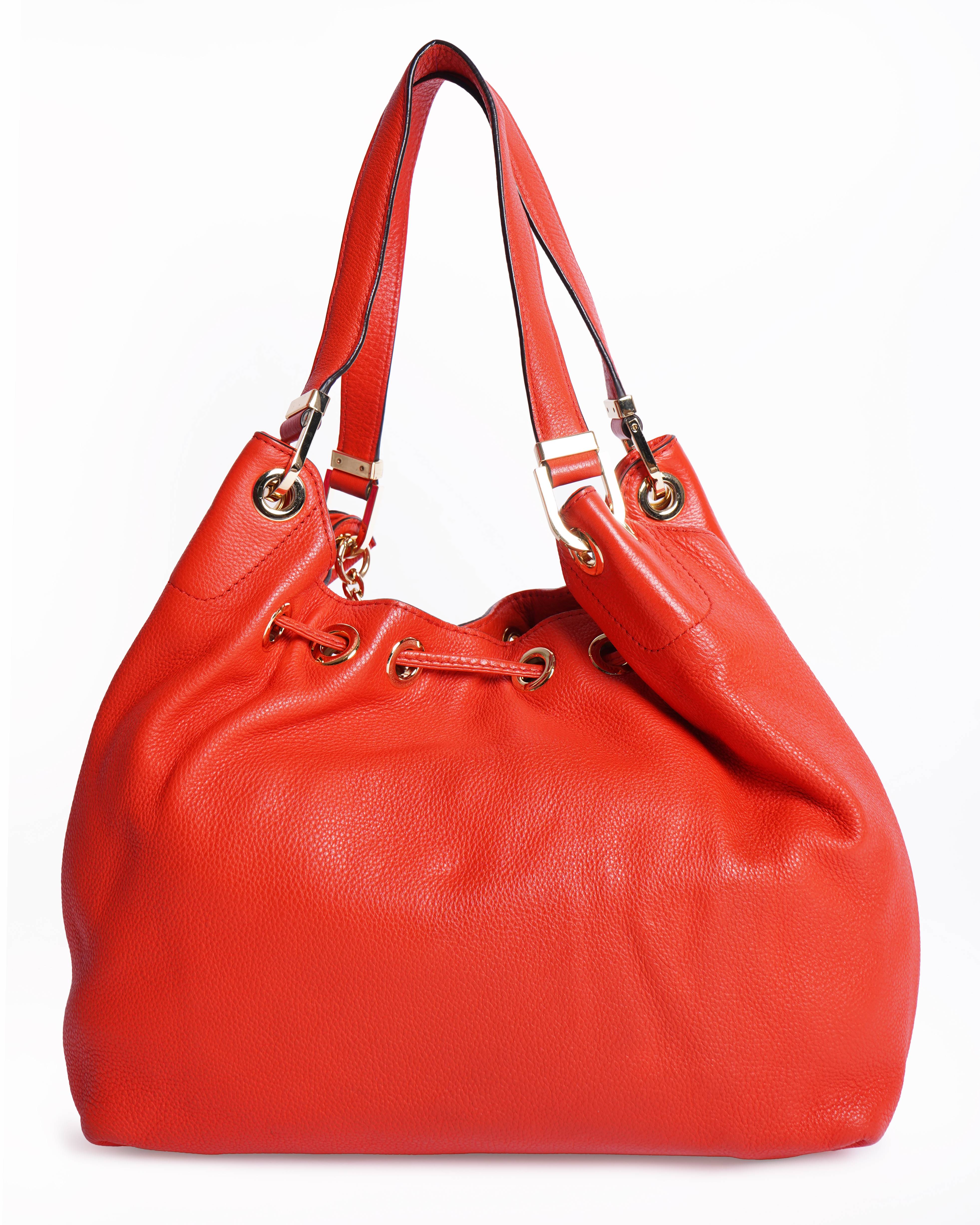 Michael Kors Orange Camden Drawstring Shoulder Bag