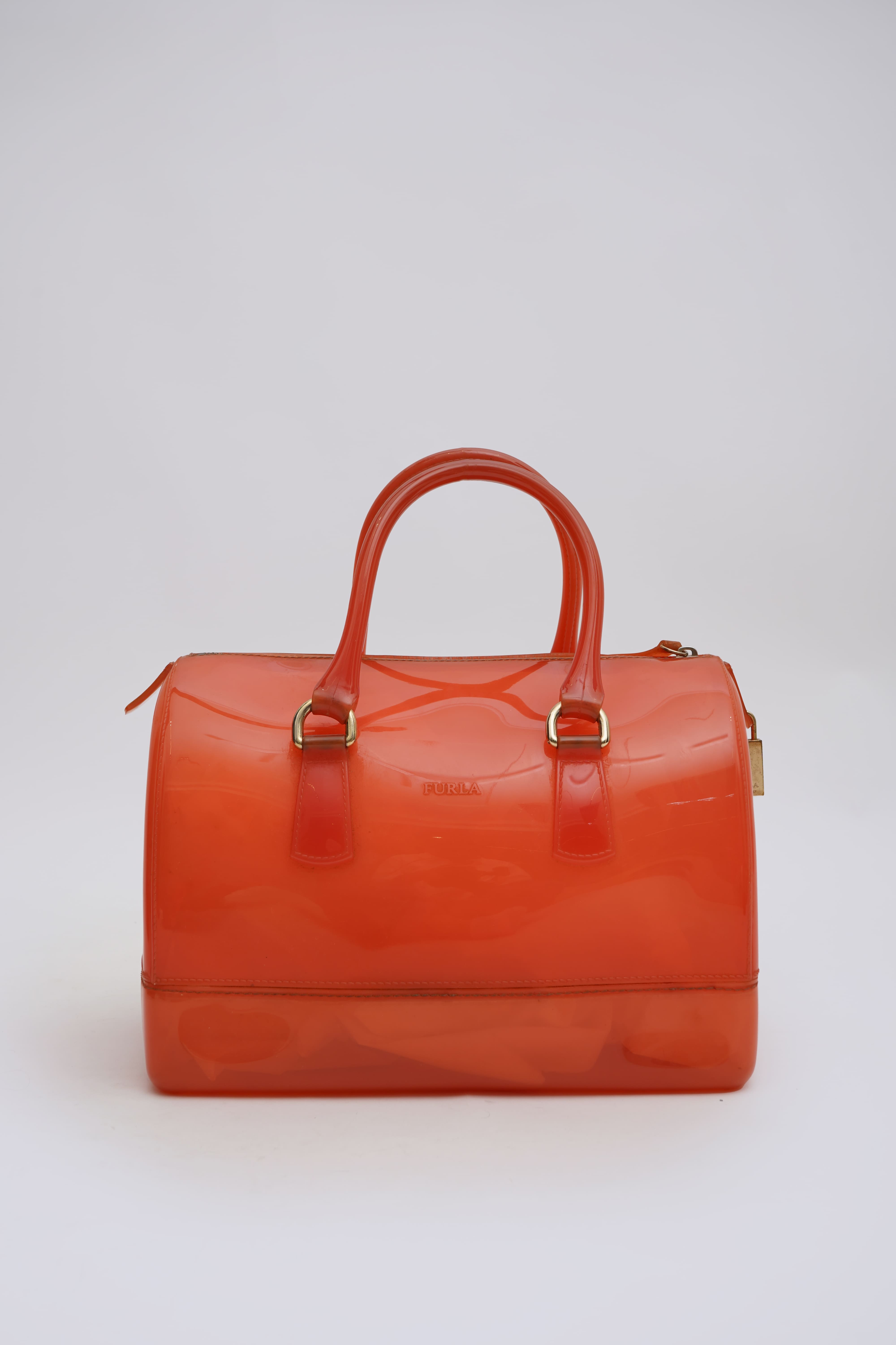 Furla Orange Rubber Medium Candy Satchel