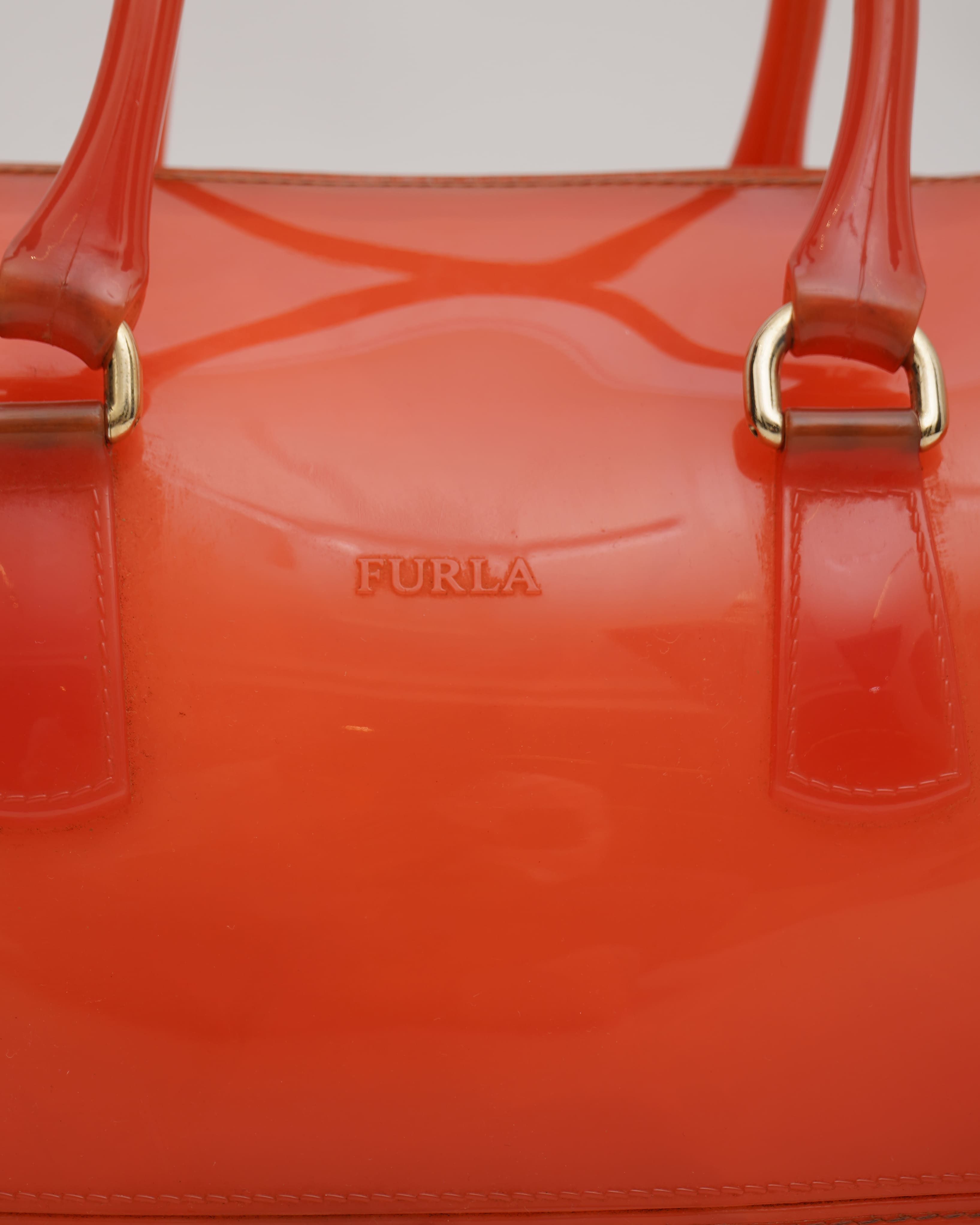 Furla Orange Rubber Medium Candy Satchel