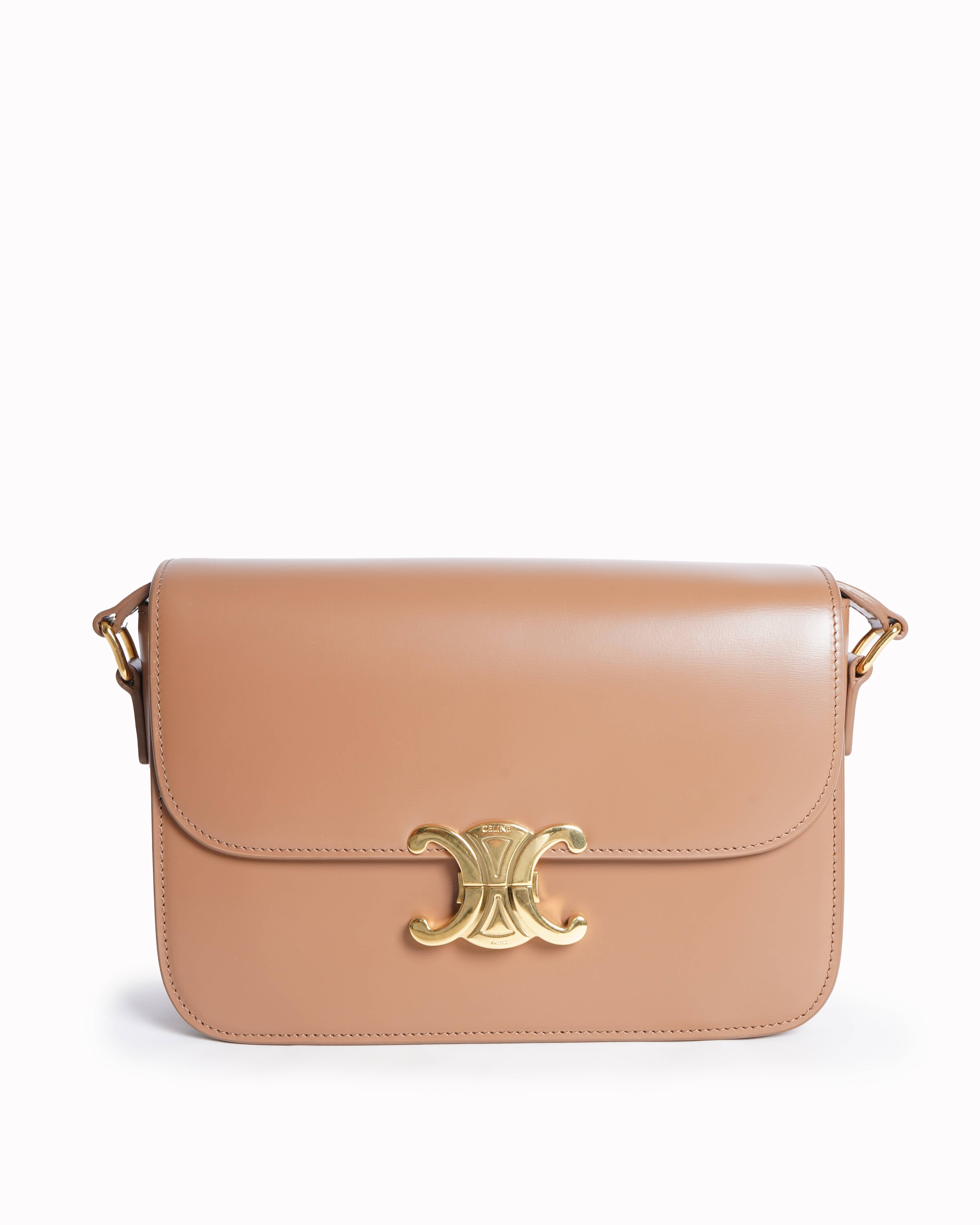 Celine Tan Triophe Bag In Natural Calfskin