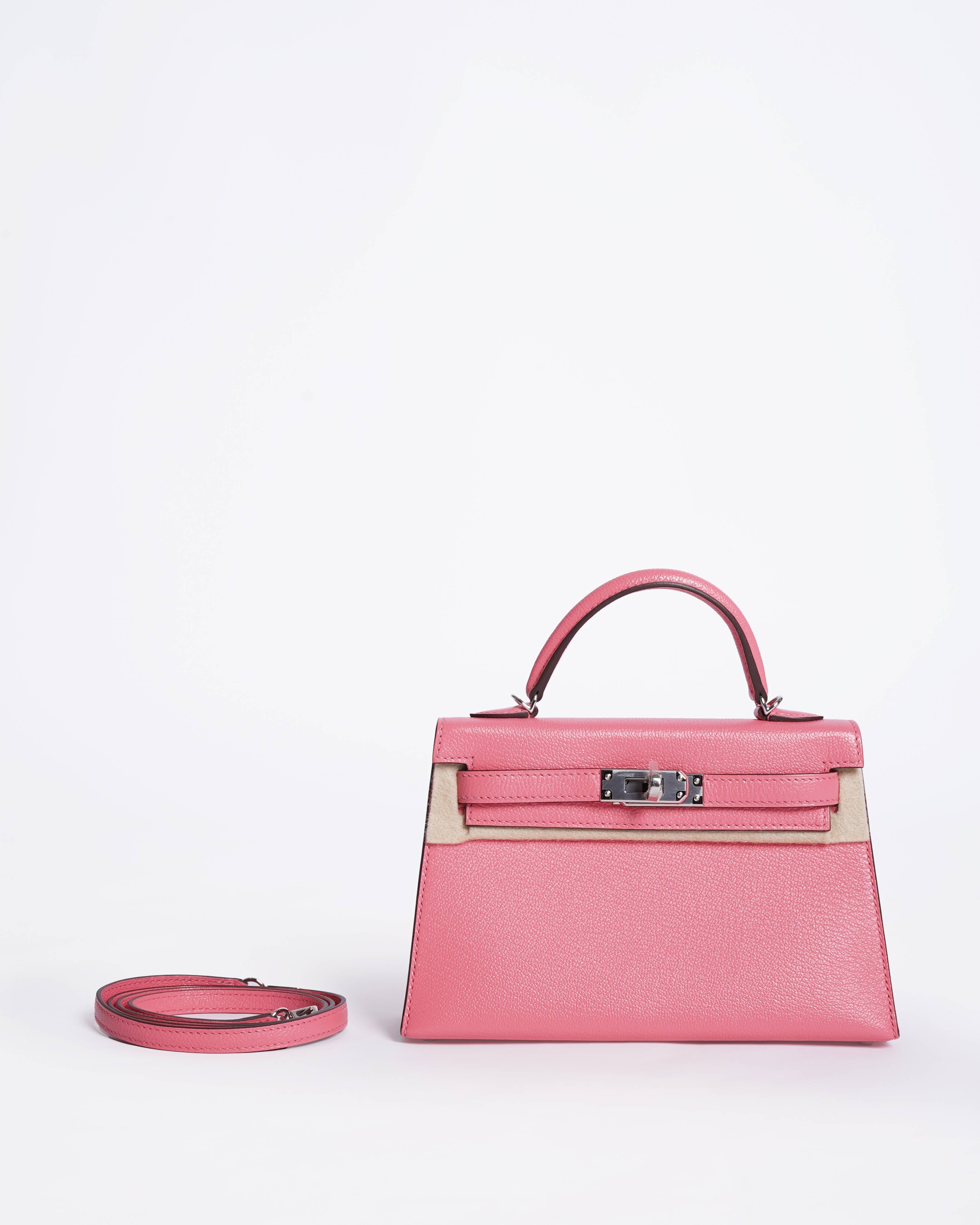 New Hermès Mini Kelly 20 Epsom Limited Edition Verso Rose Jaipur