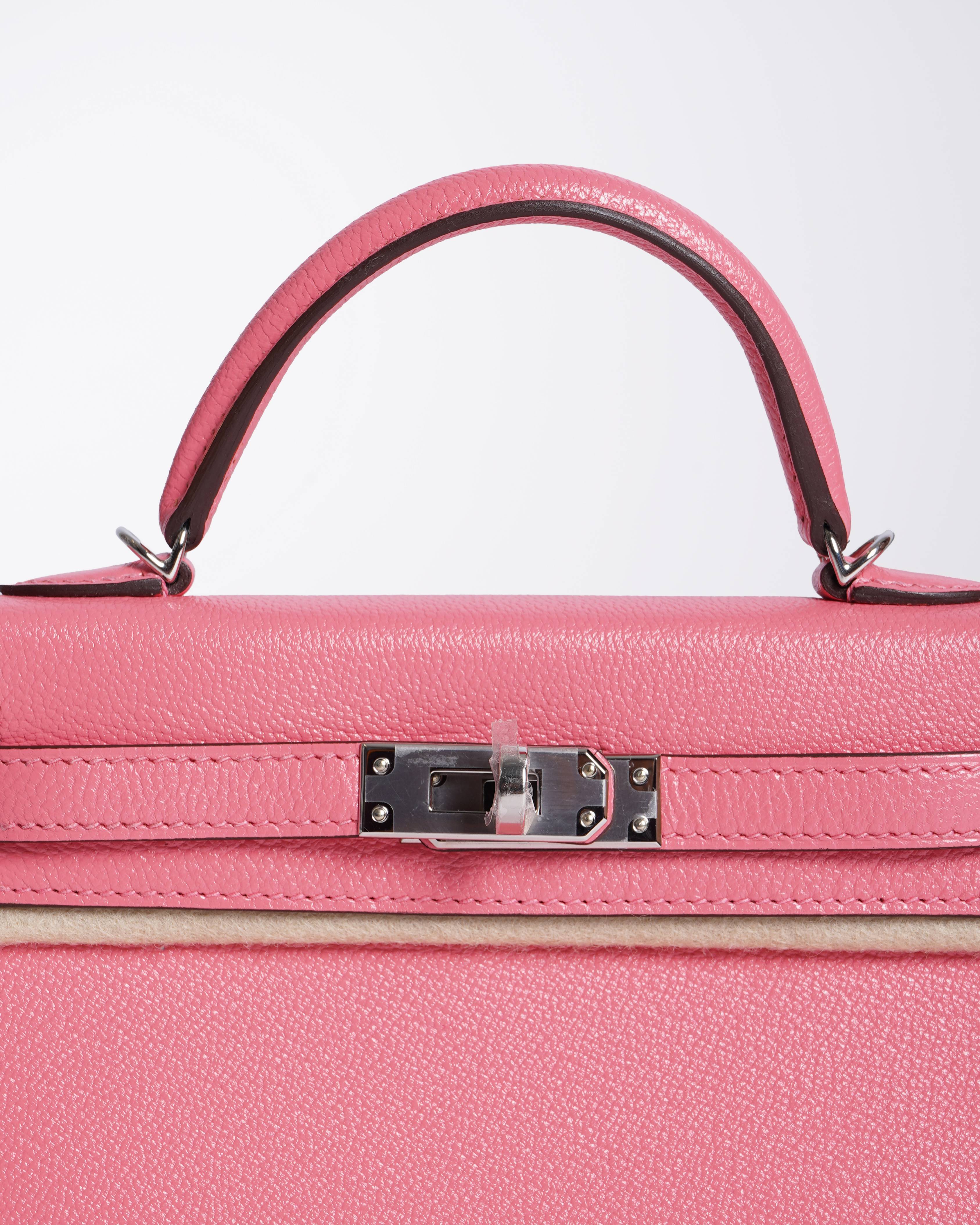 New Hermès Mini Kelly 20 Epsom Limited Edition Verso Rose Jaipur