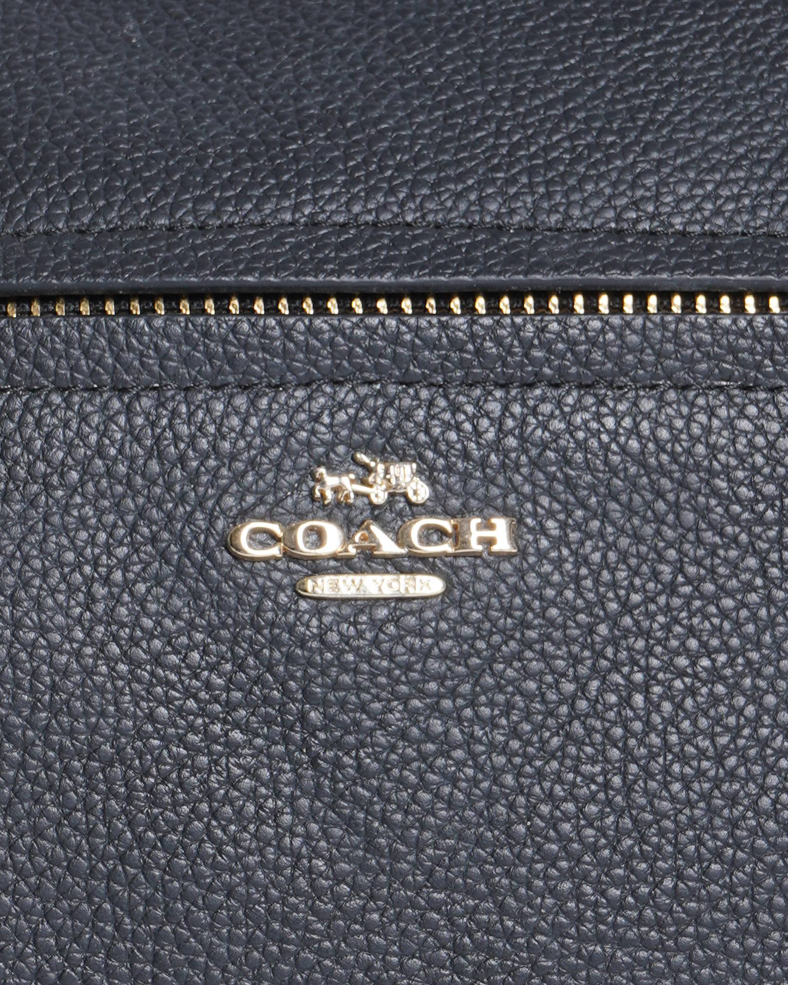 Coach black leather zip tote bag