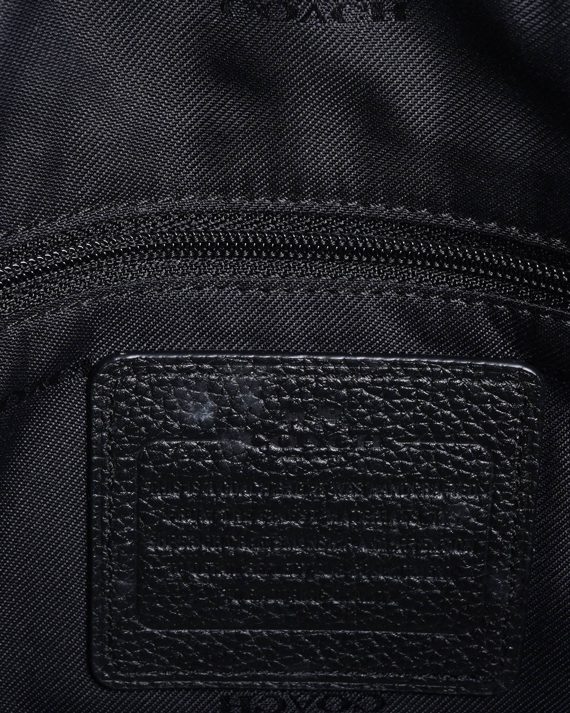 Coach black leather zip tote bag