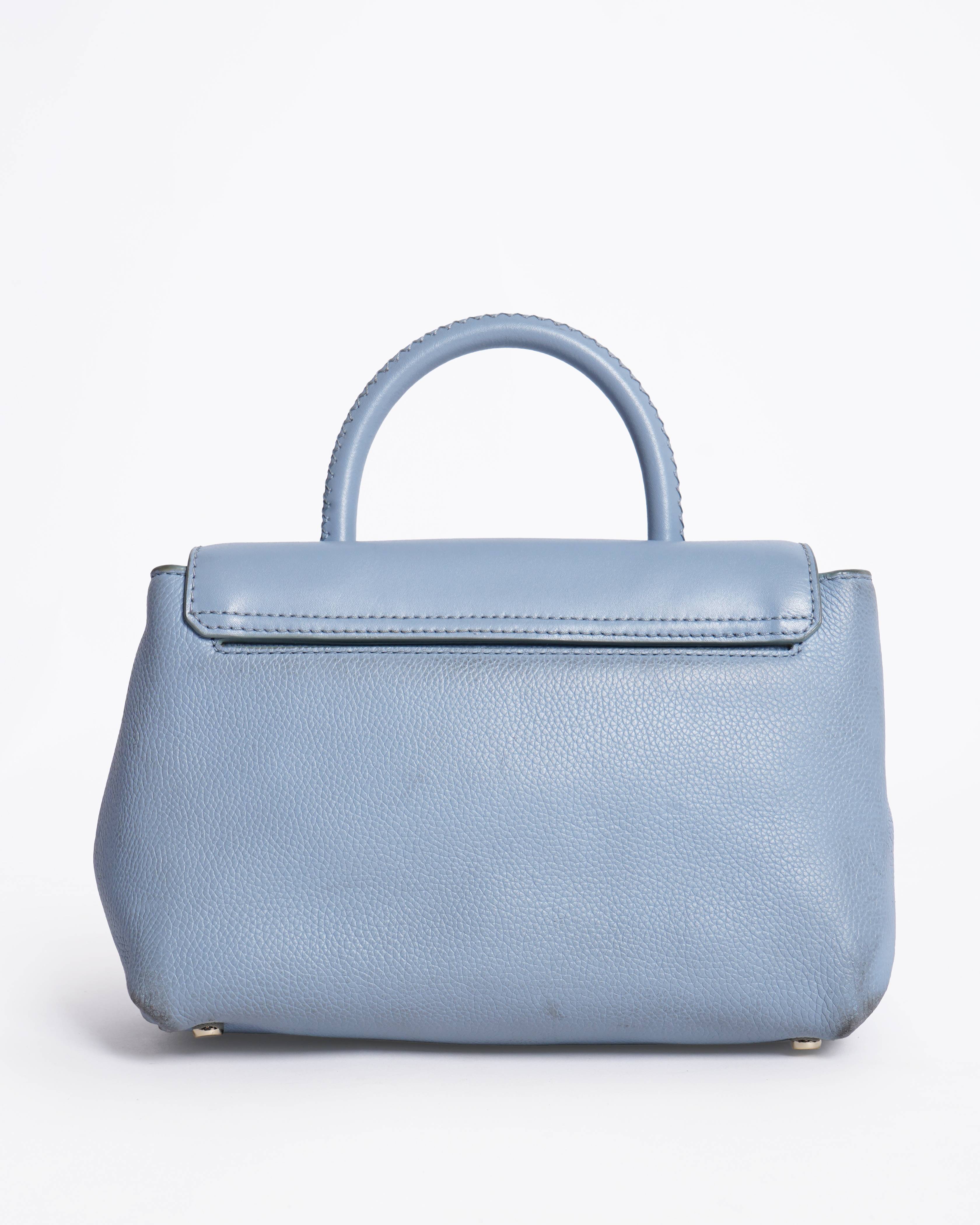 Kate Spade Blue Satchel Bag with Pearl Studs