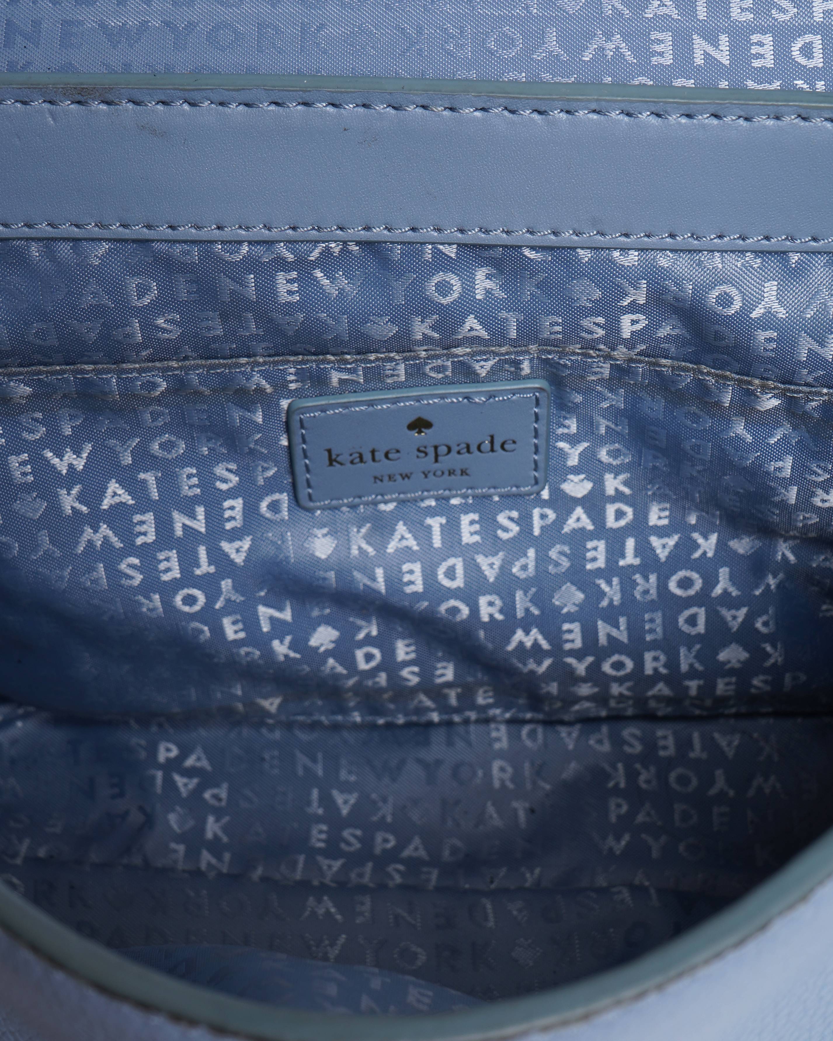 Kate Spade Blue Satchel Bag with Pearl Studs