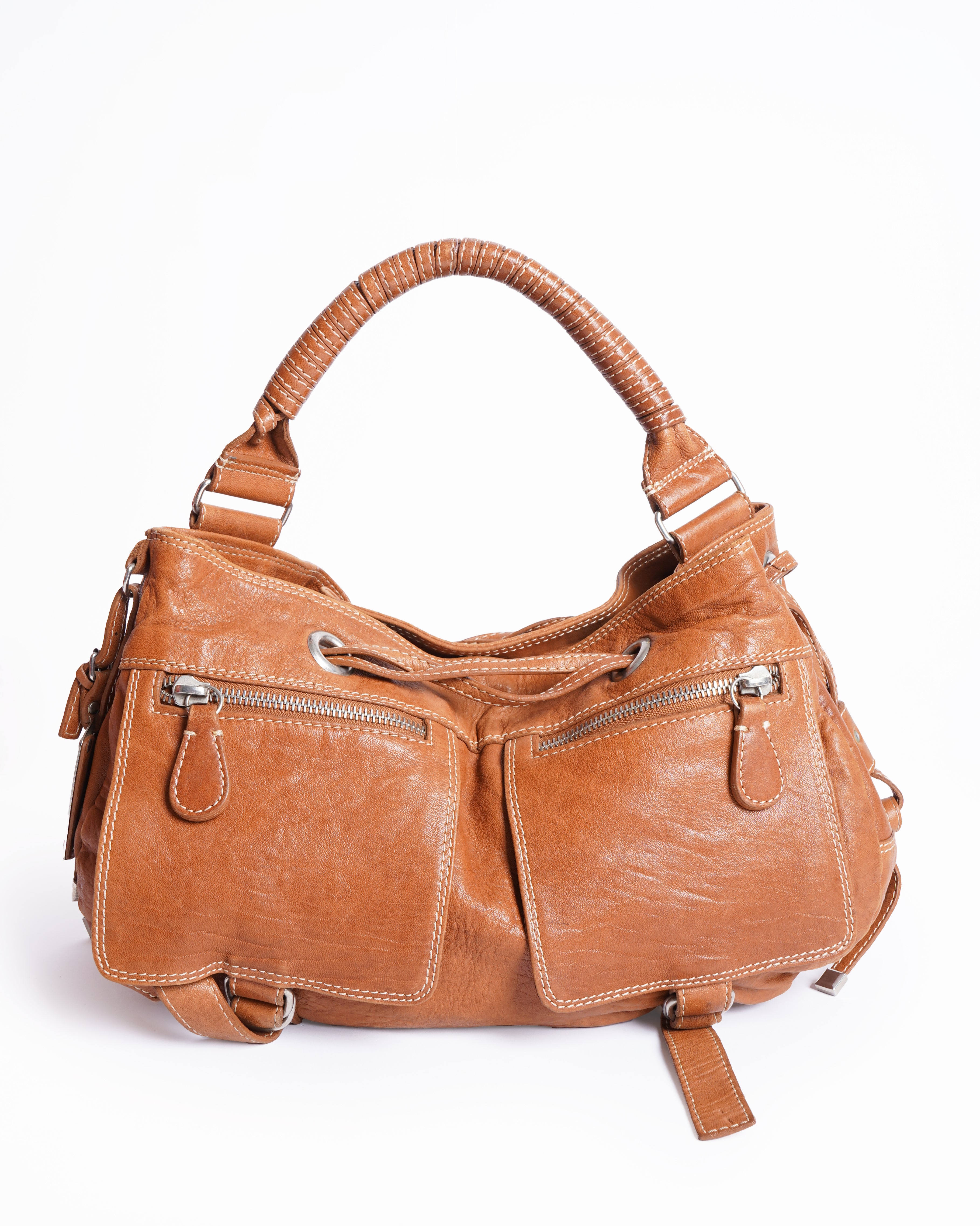 Russell and Bromley Multi Pockets Shoulder Bag In Brown