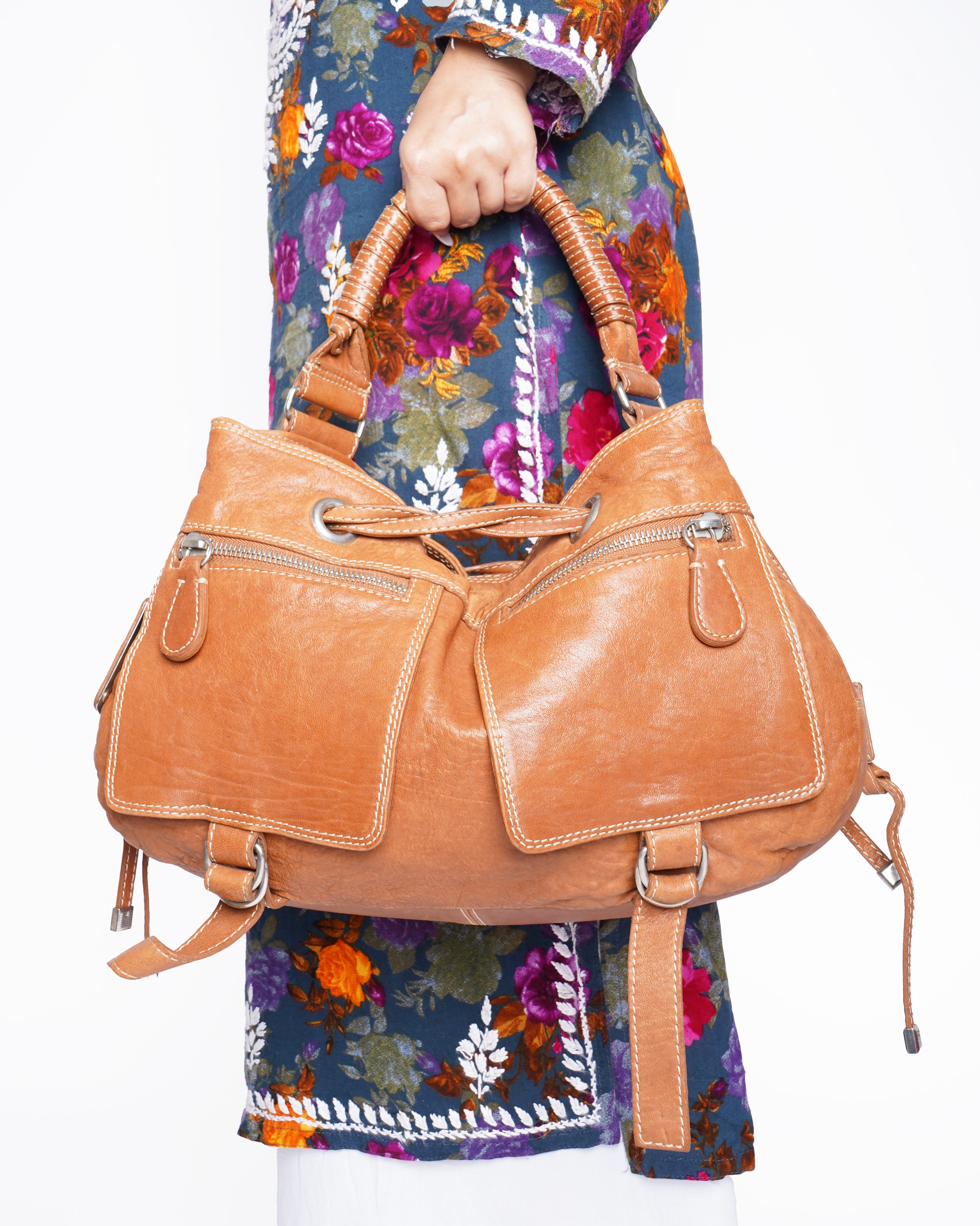 Russell and Bromley Multi Pockets Shoulder Bag In Brown