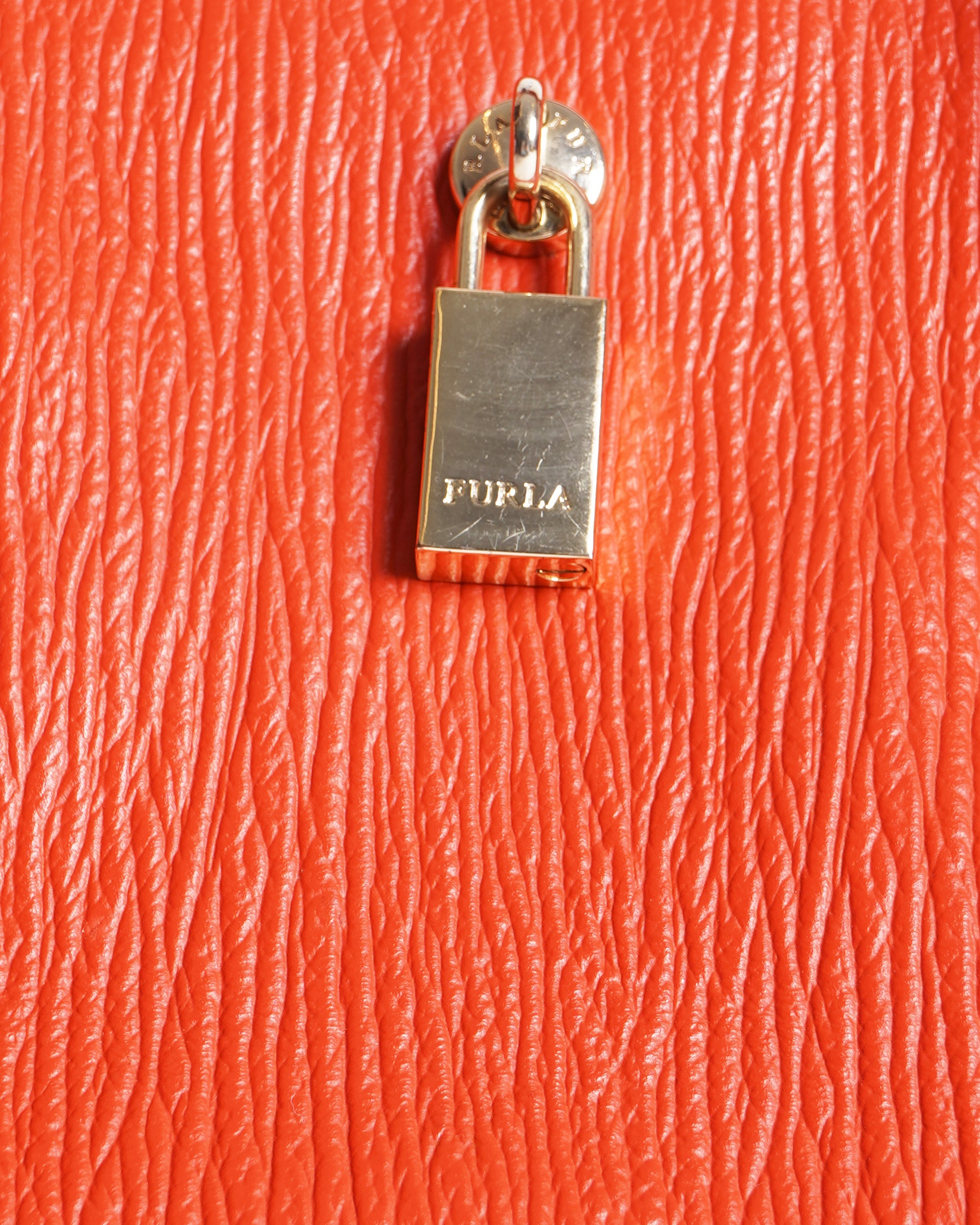 Furla red textured top handle bag