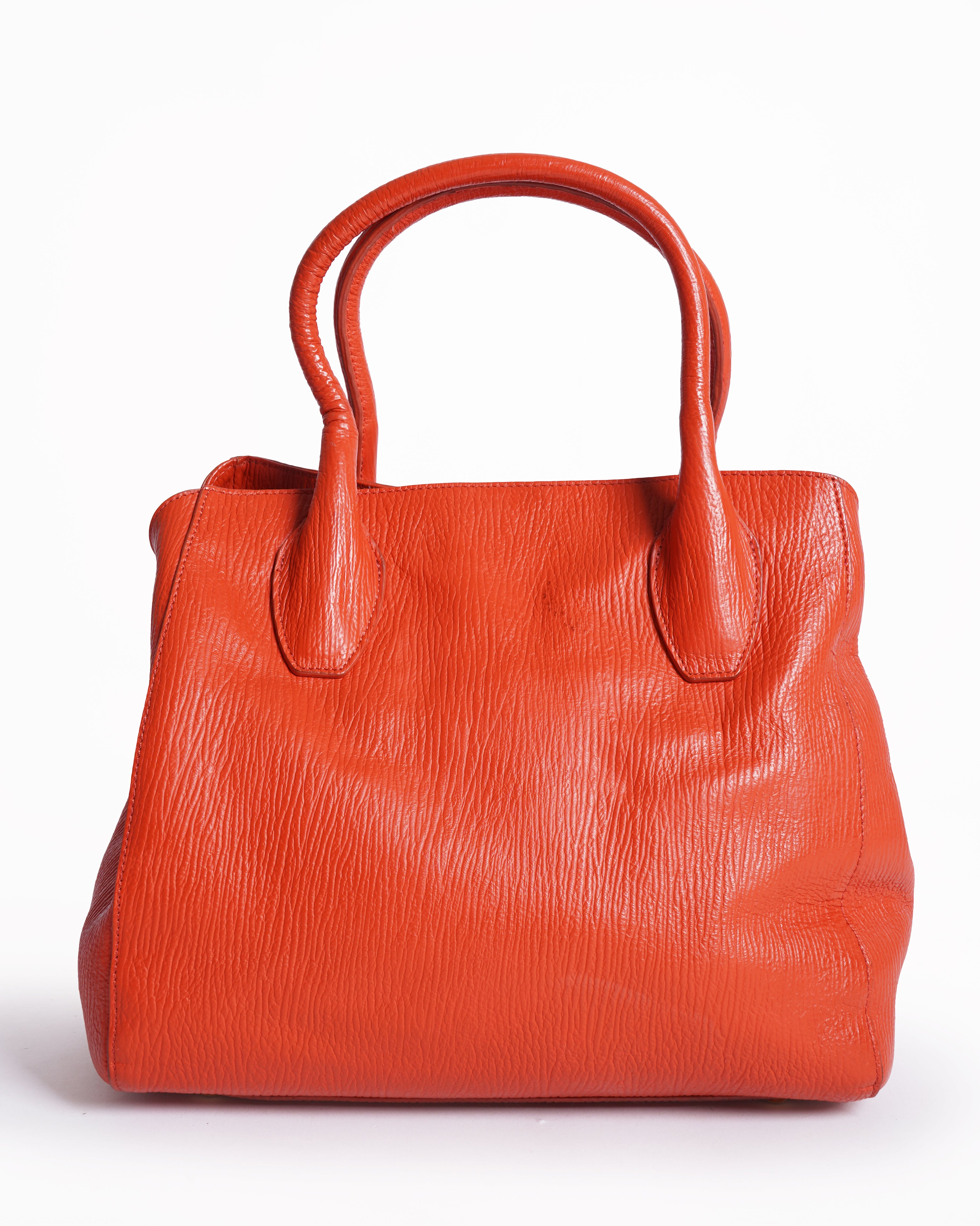 Furla red textured top handle bag