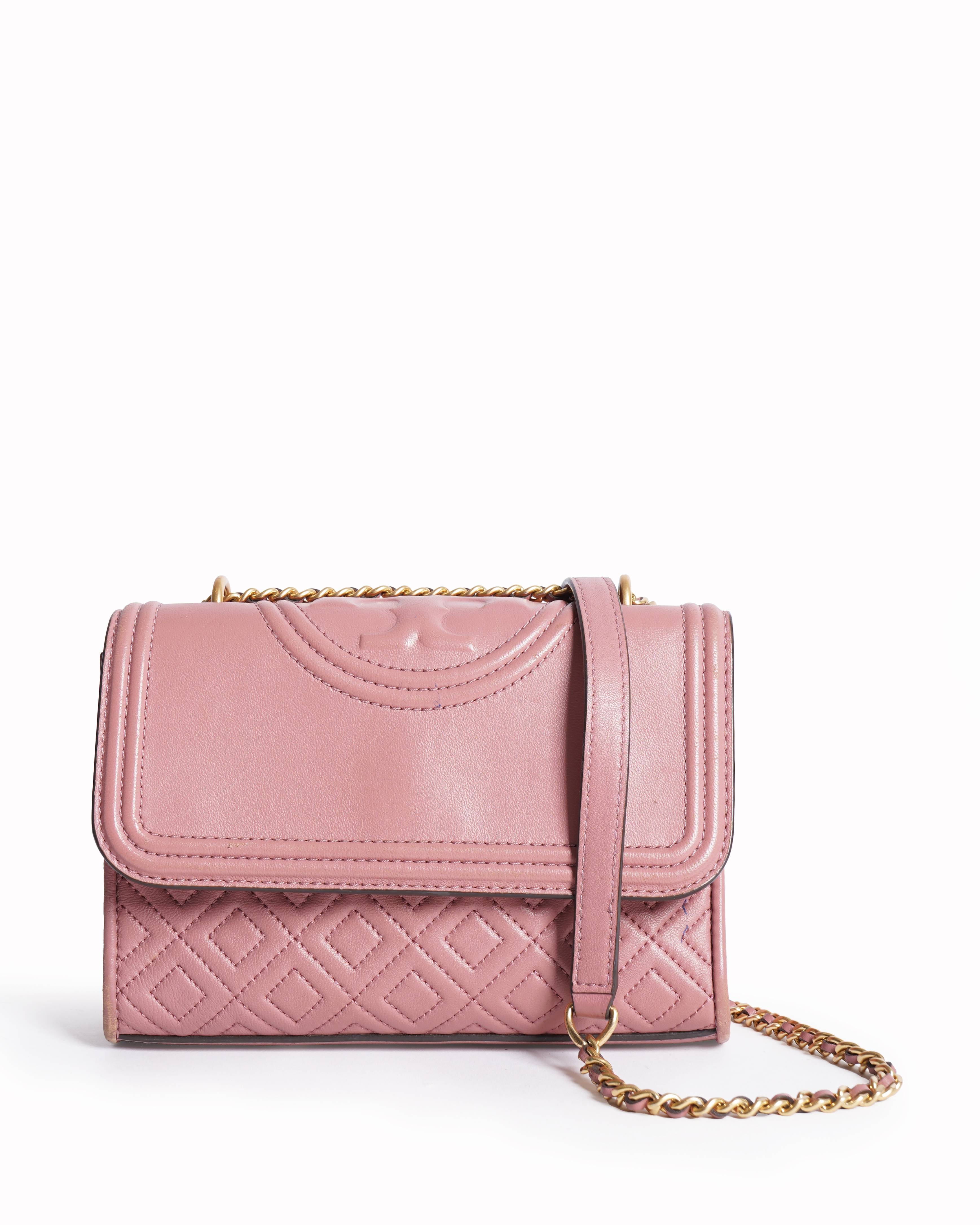 Tory Burch Pink Leather Small Fleming Shoulder Bag