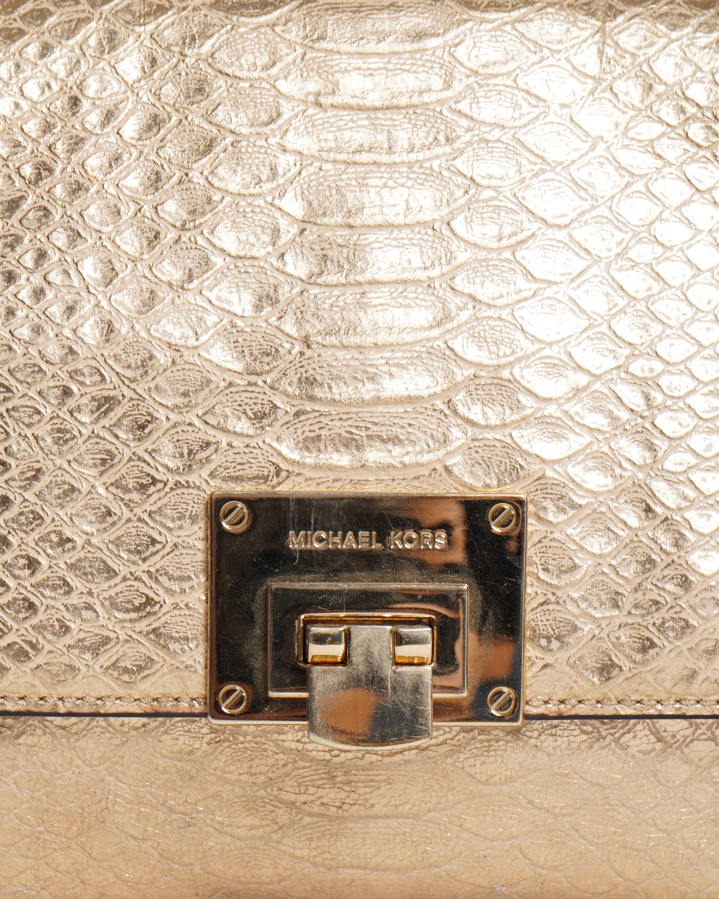 Michael Kors golden Pytthon Embossed shoulder bag