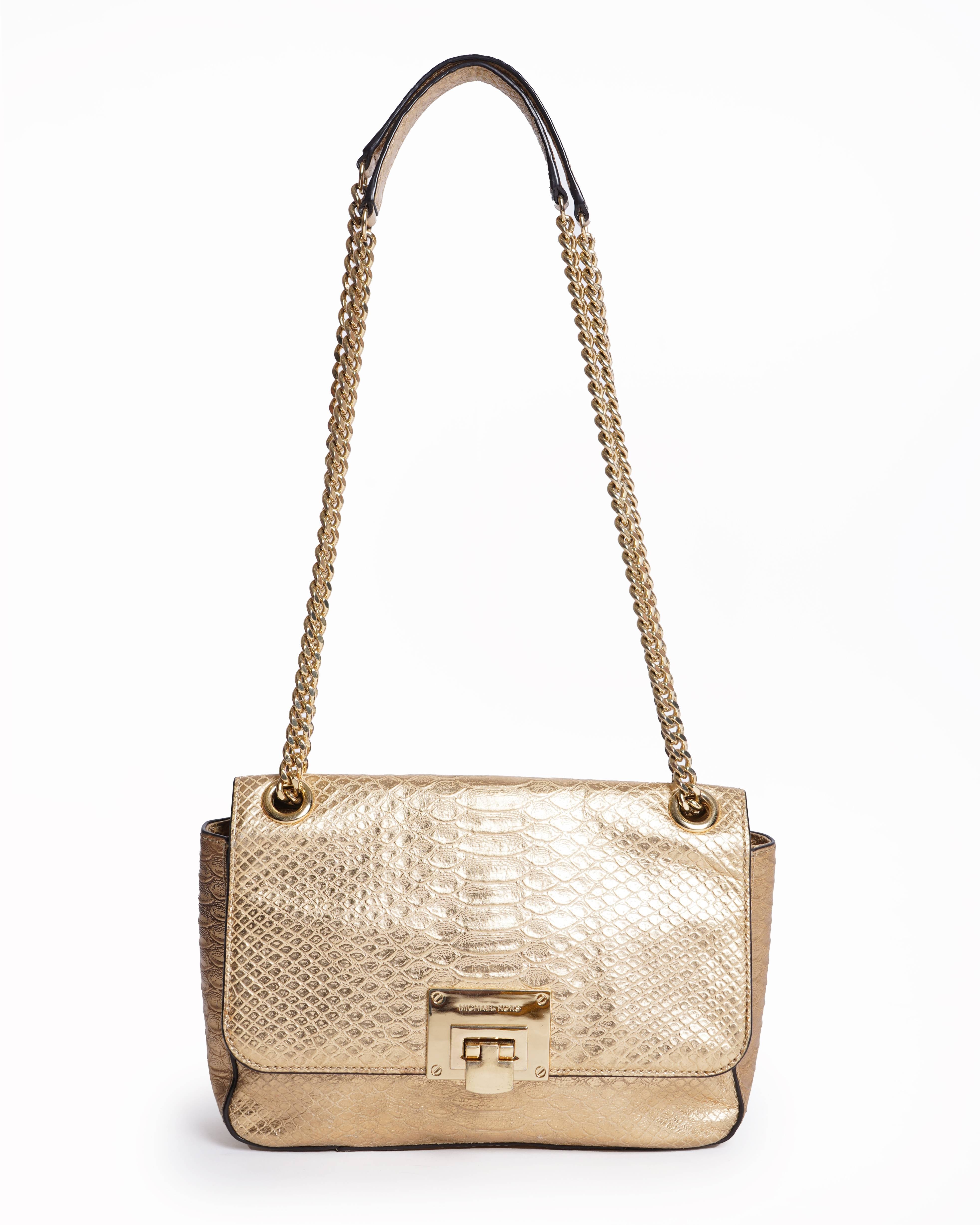 Michael Kors golden Pytthon Embossed shoulder bag
